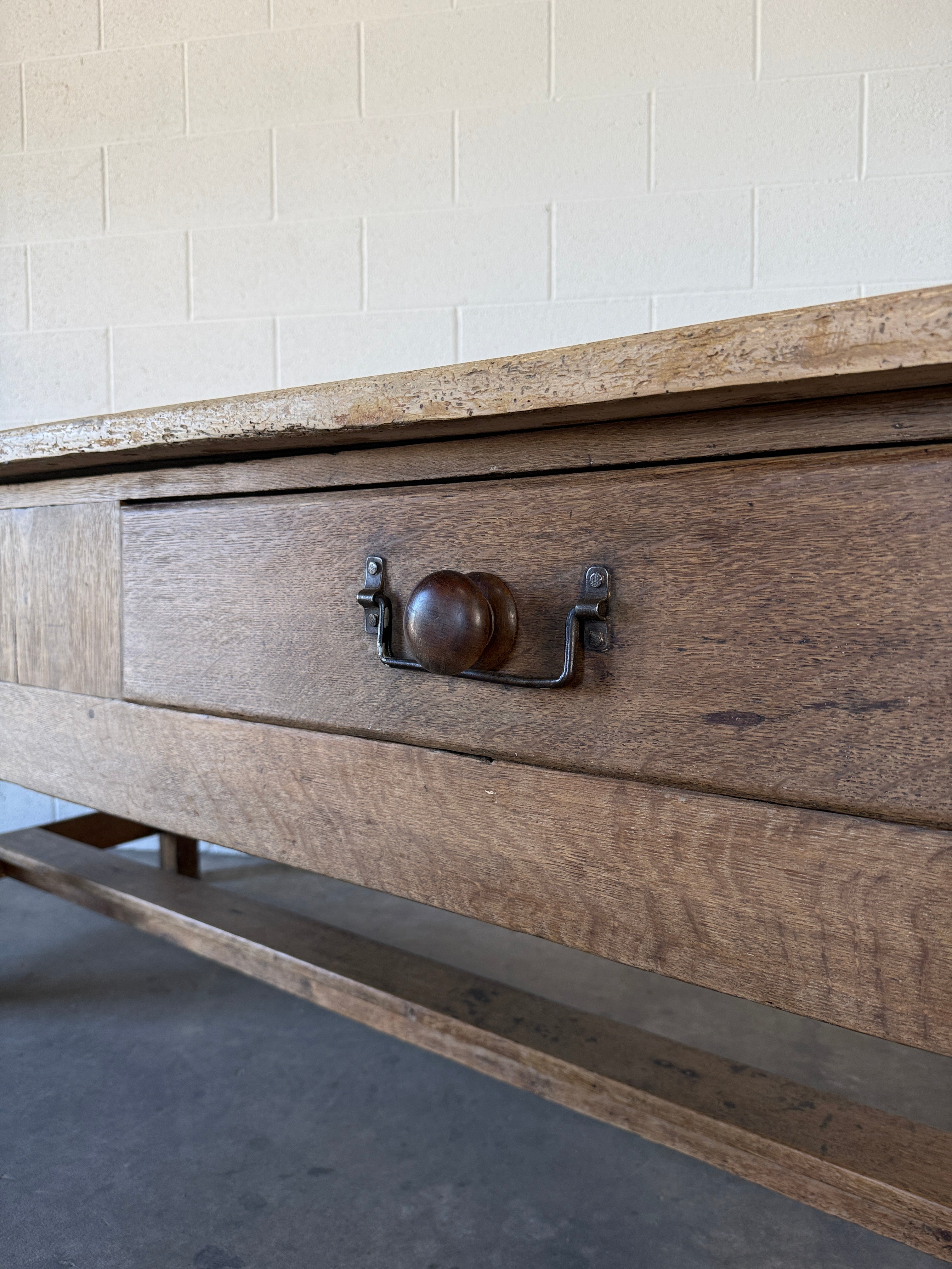 Antique English Oak and Sycamore Prep Table