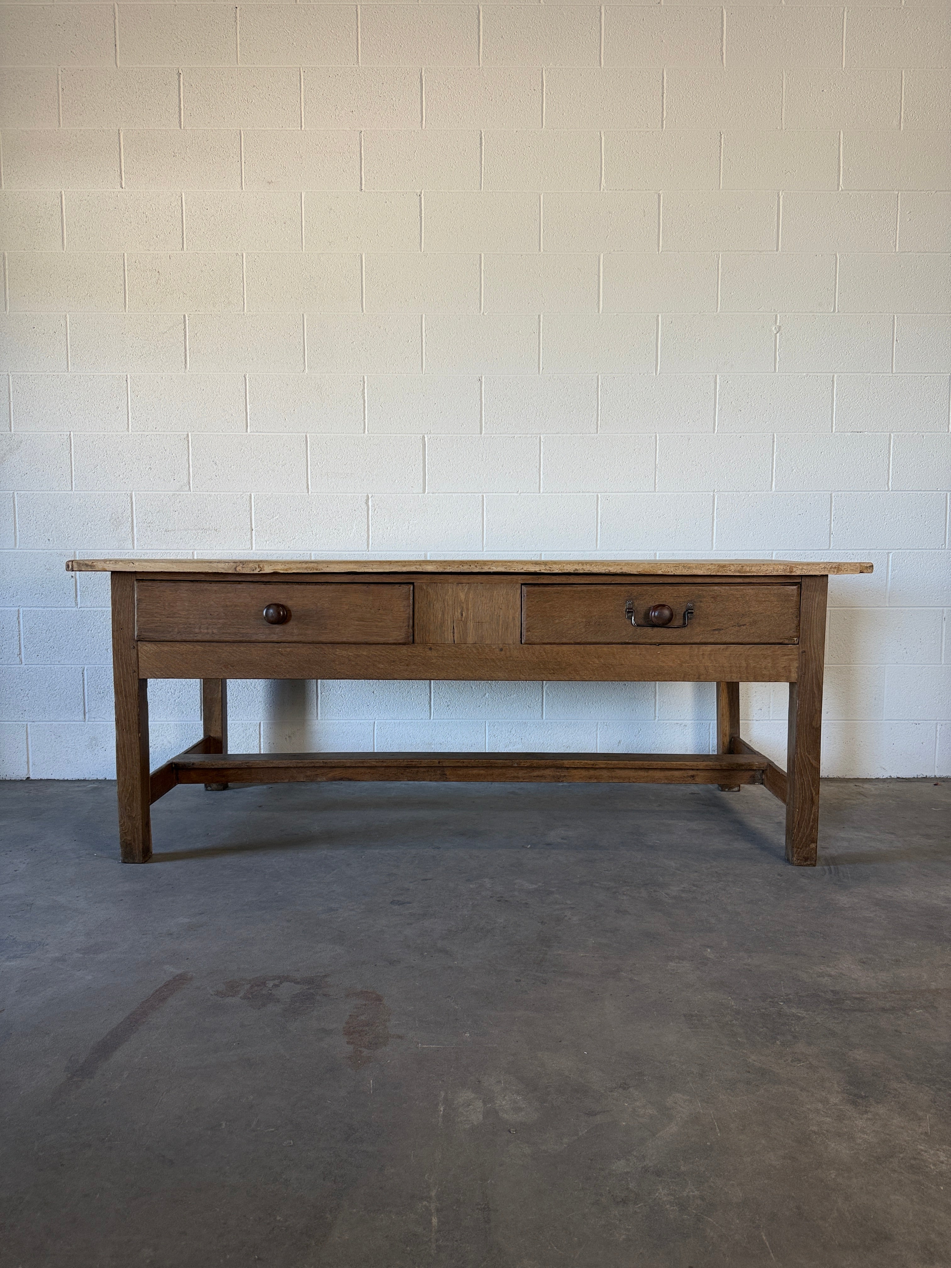 Antique English Oak and Sycamore Prep Table