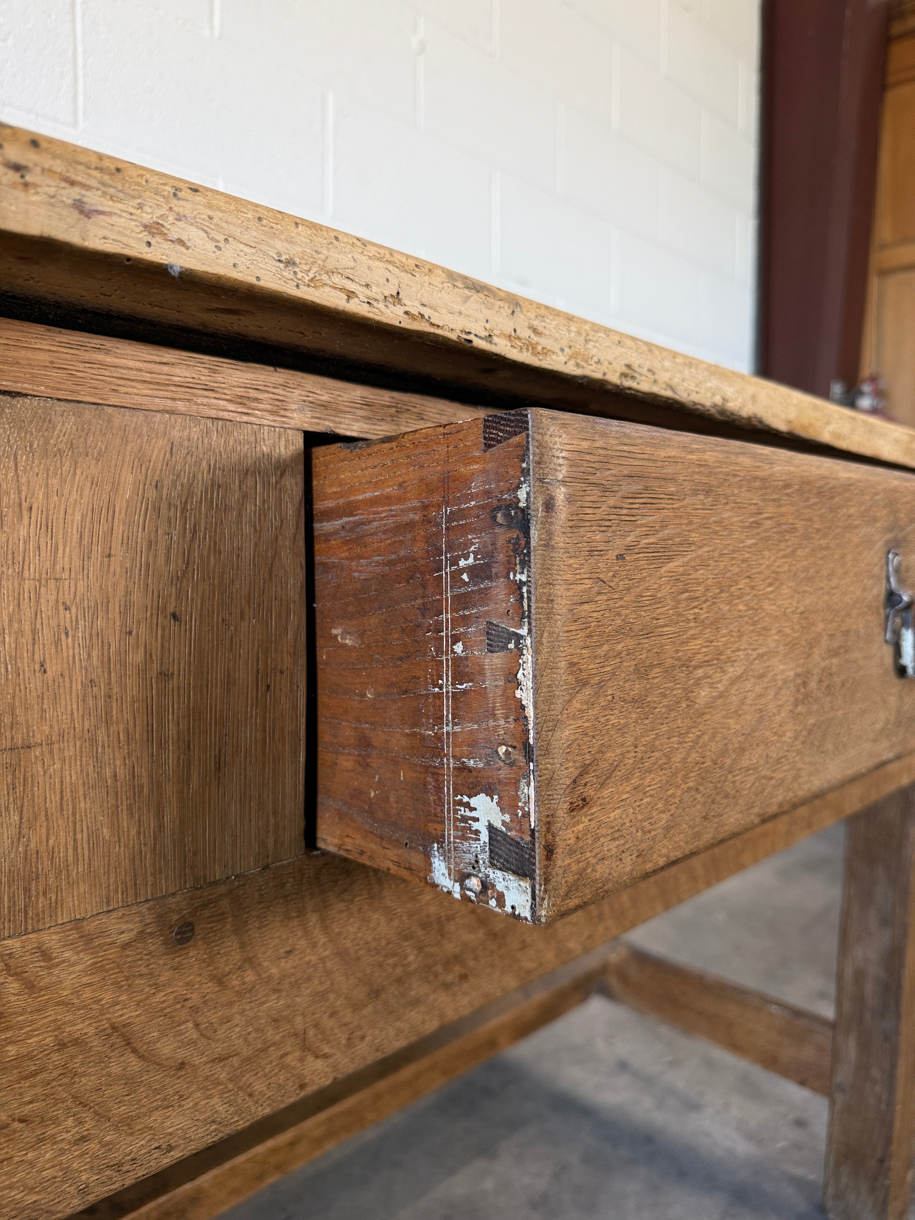 Antique English Oak and Sycamore Prep Table