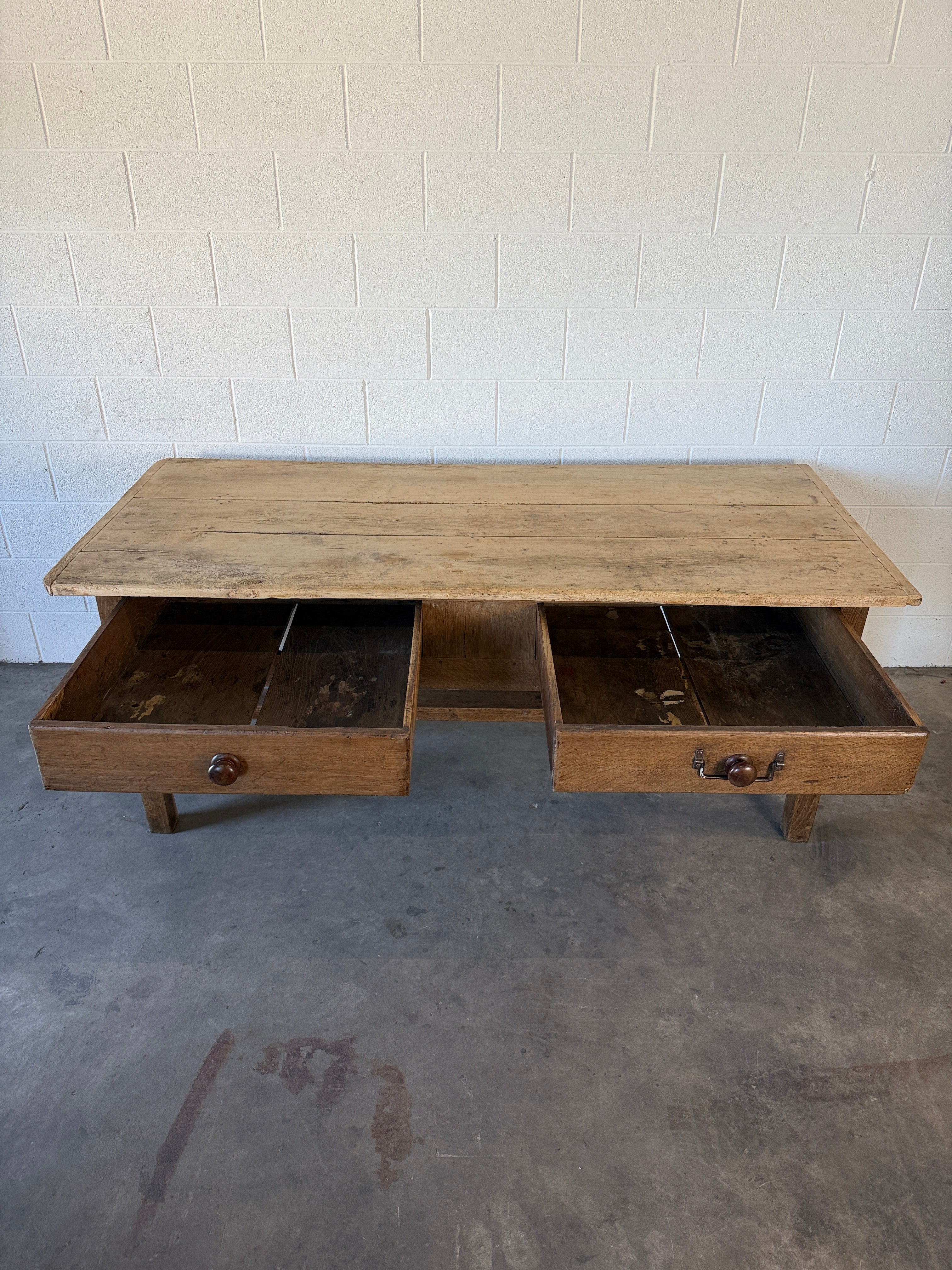 Antique English Oak and Sycamore Prep Table