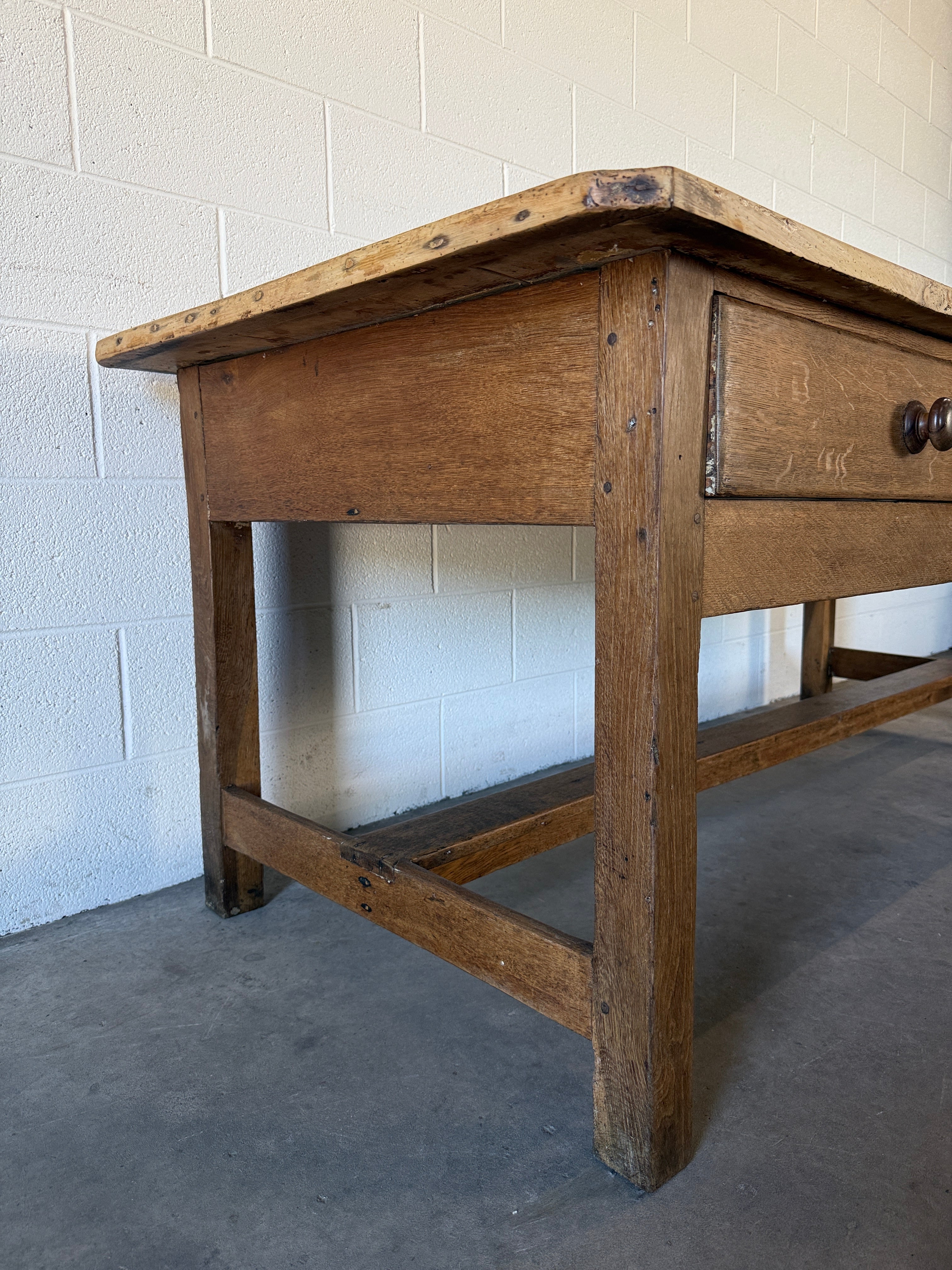 Antique English Oak and Sycamore Prep Table