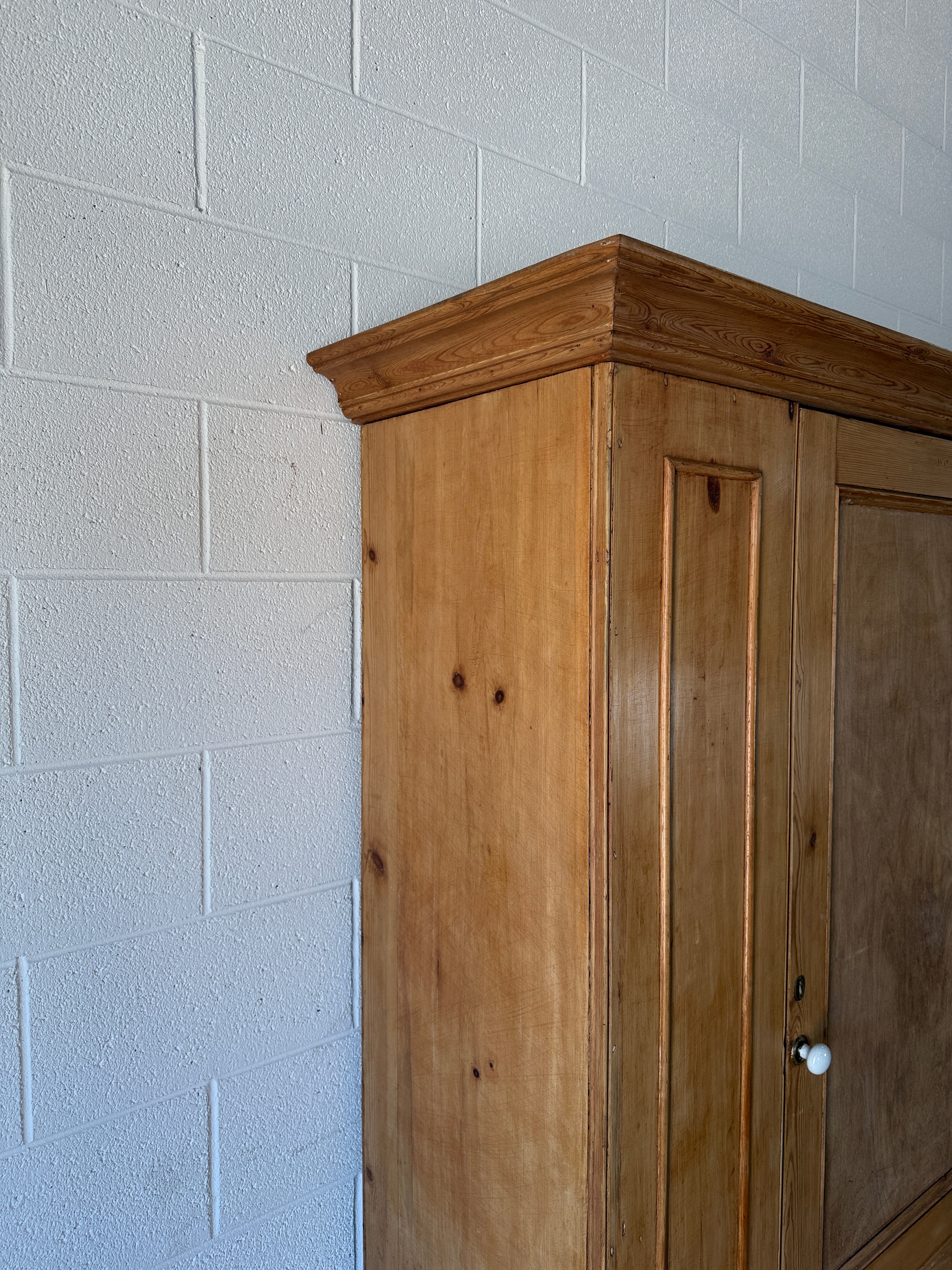 Single Antique Pine Wardrobe with one drawer