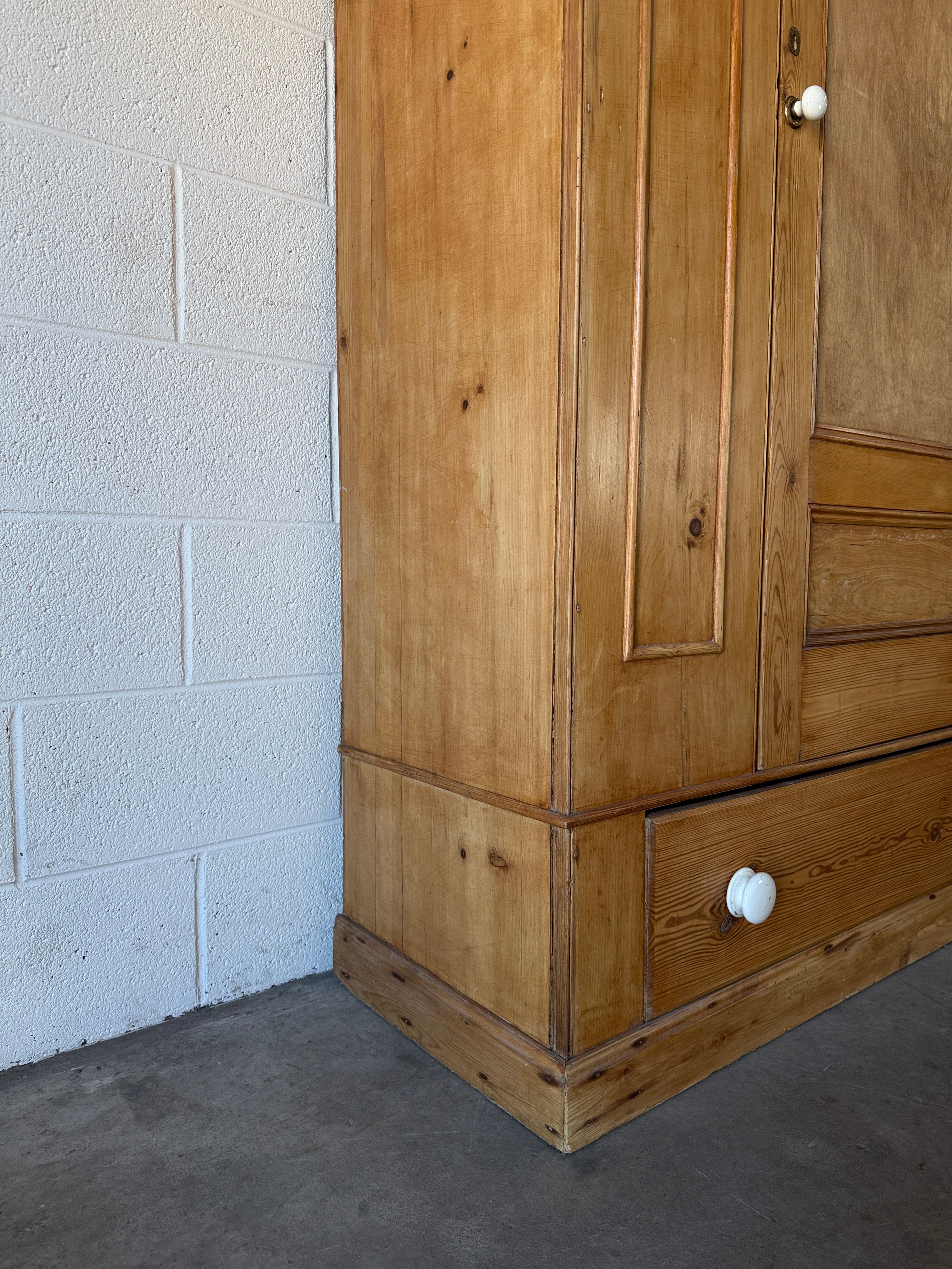 Single Antique Pine Wardrobe with one drawer