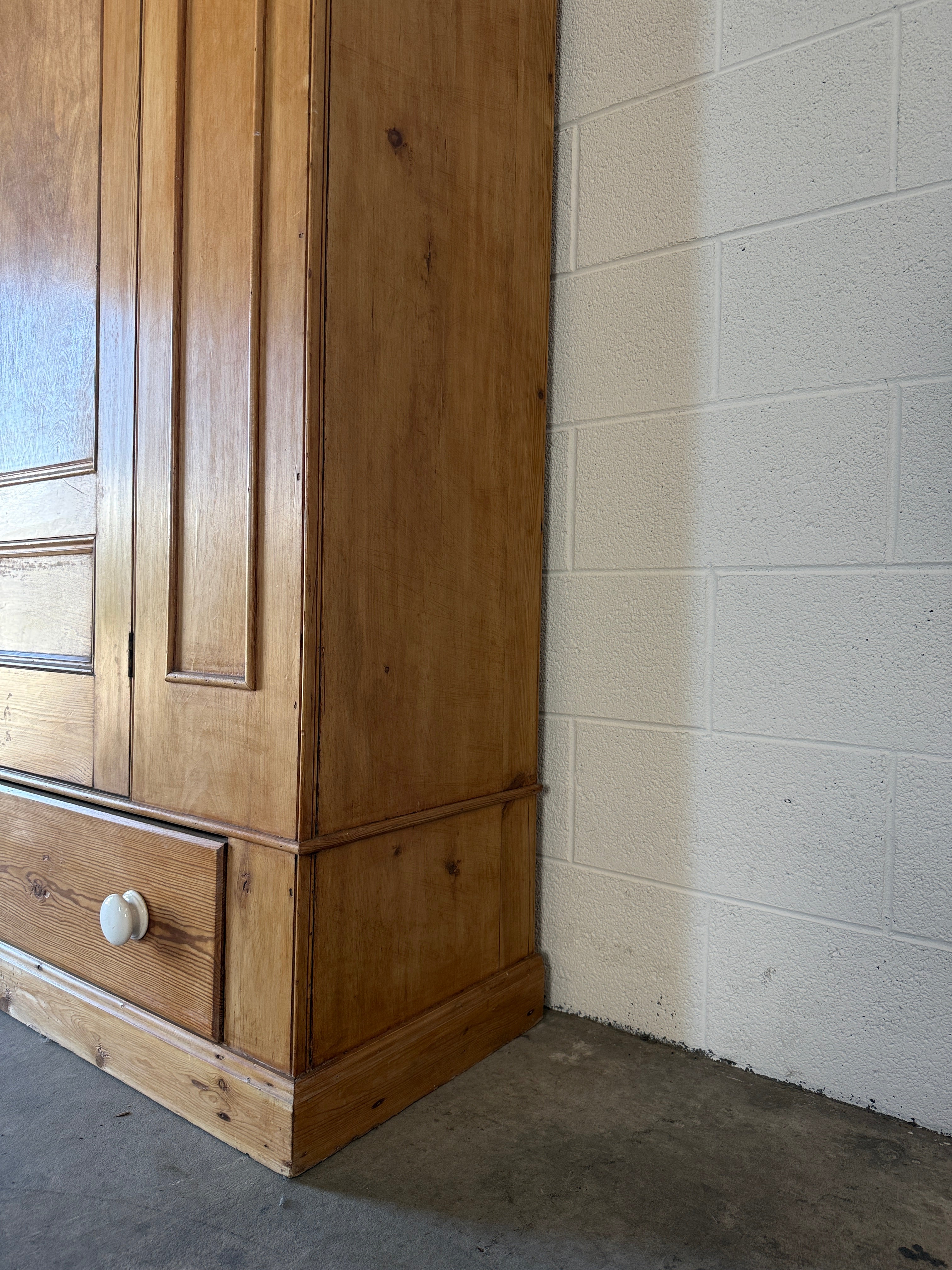 Single Antique Pine Wardrobe with one drawer