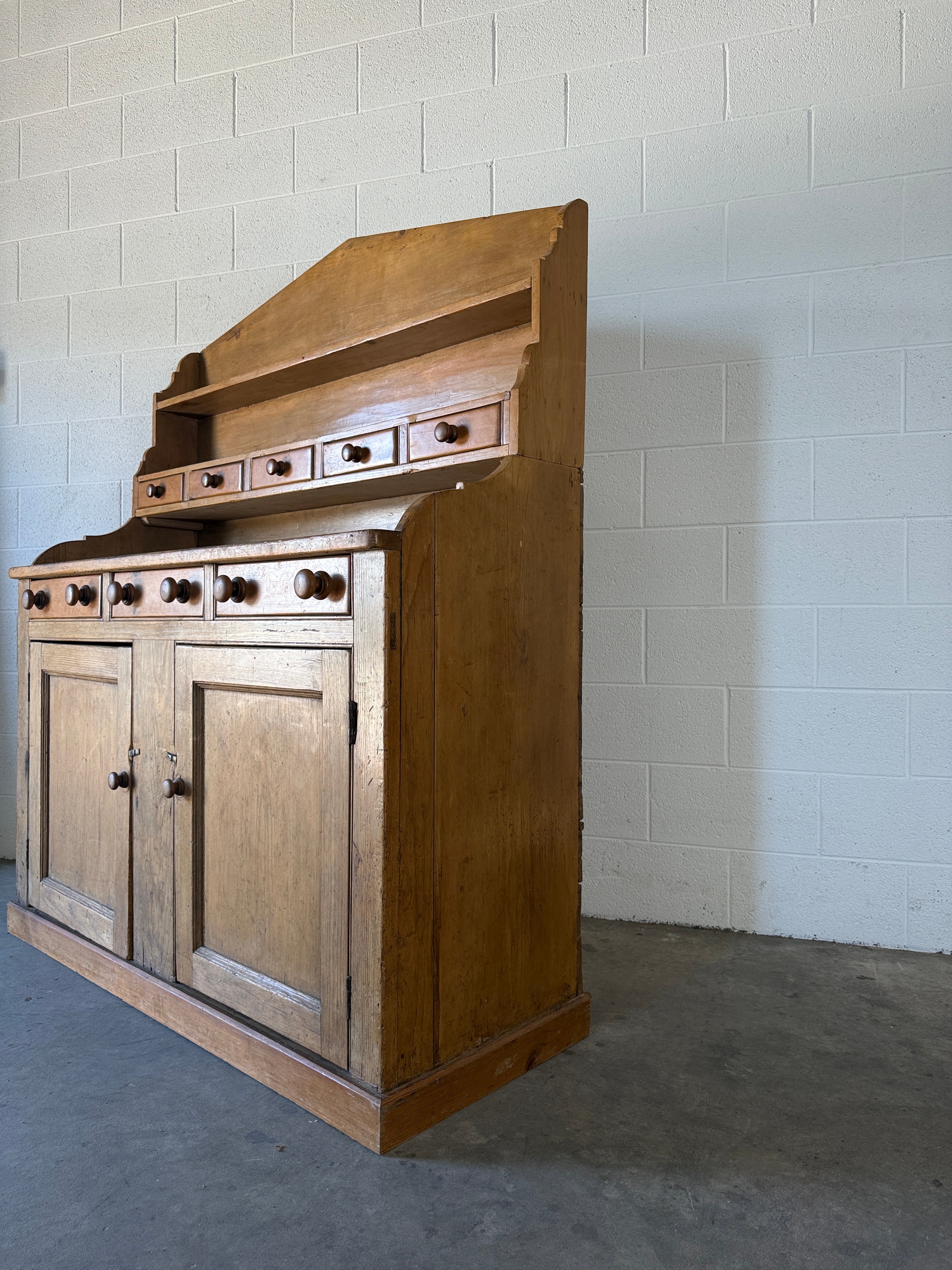 Antique Pine Sideboard with top rack