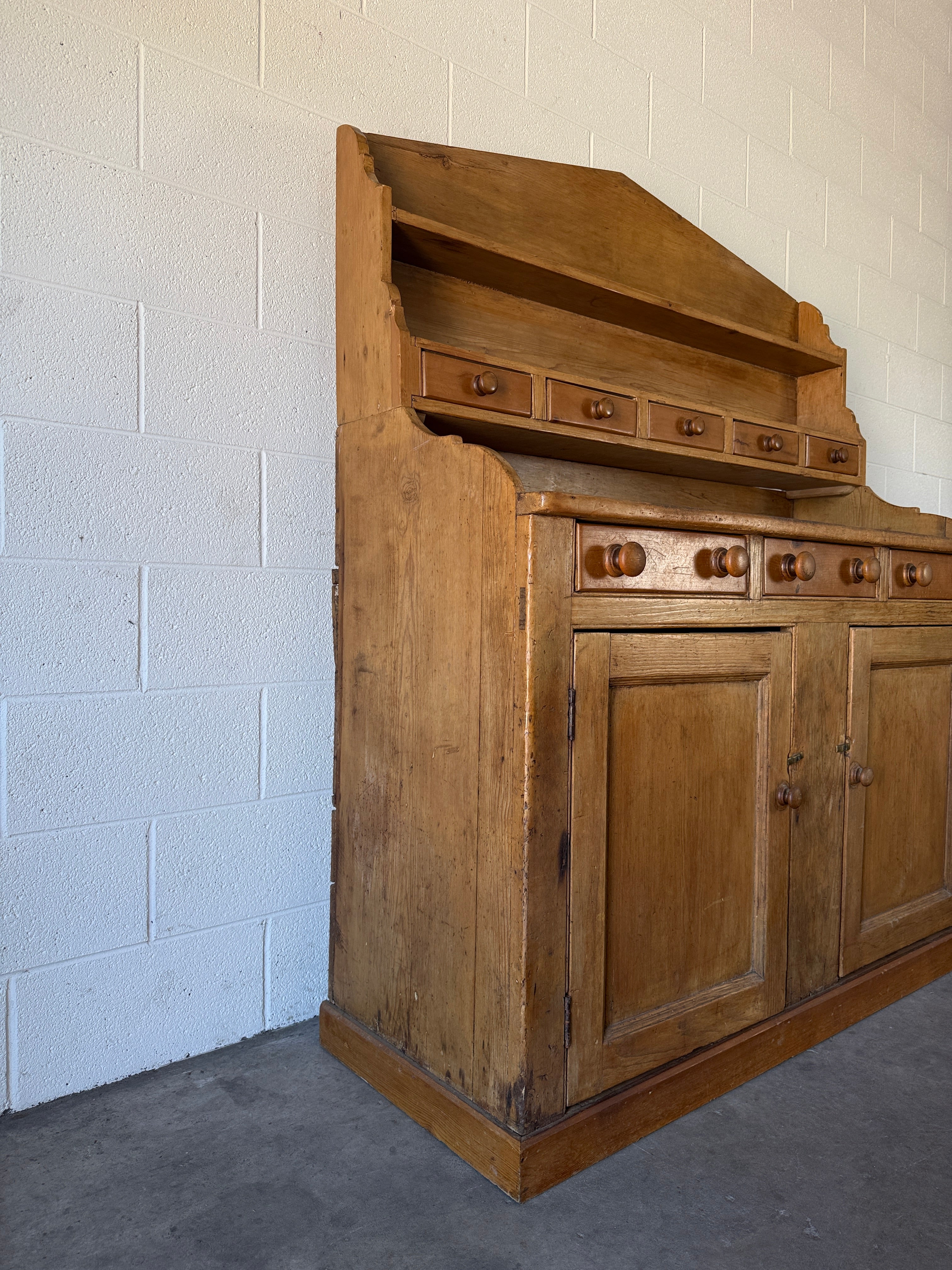 Antique Pine Sideboard with top rack