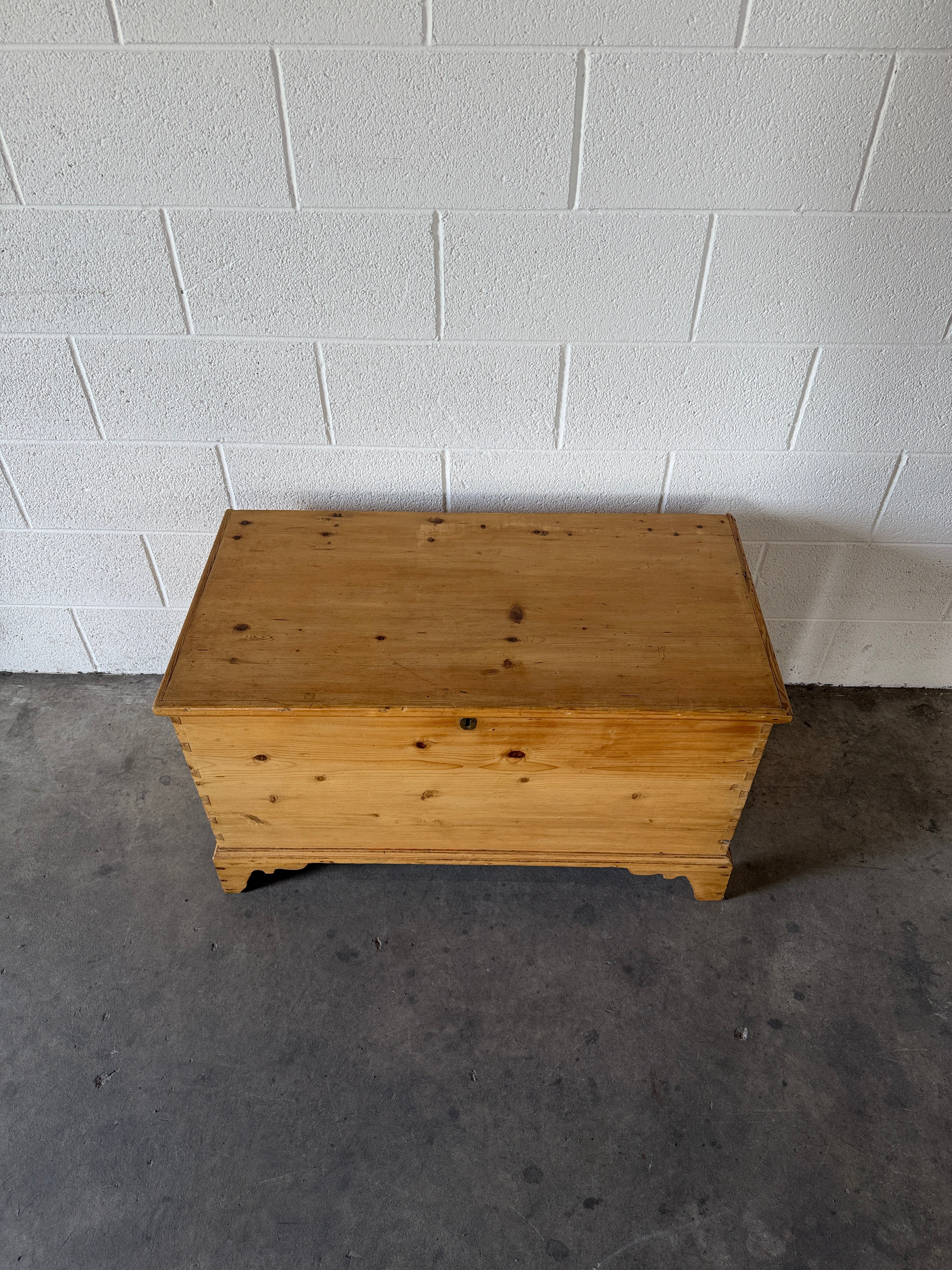 Antique Pine Blanket Box with Bracket Feet