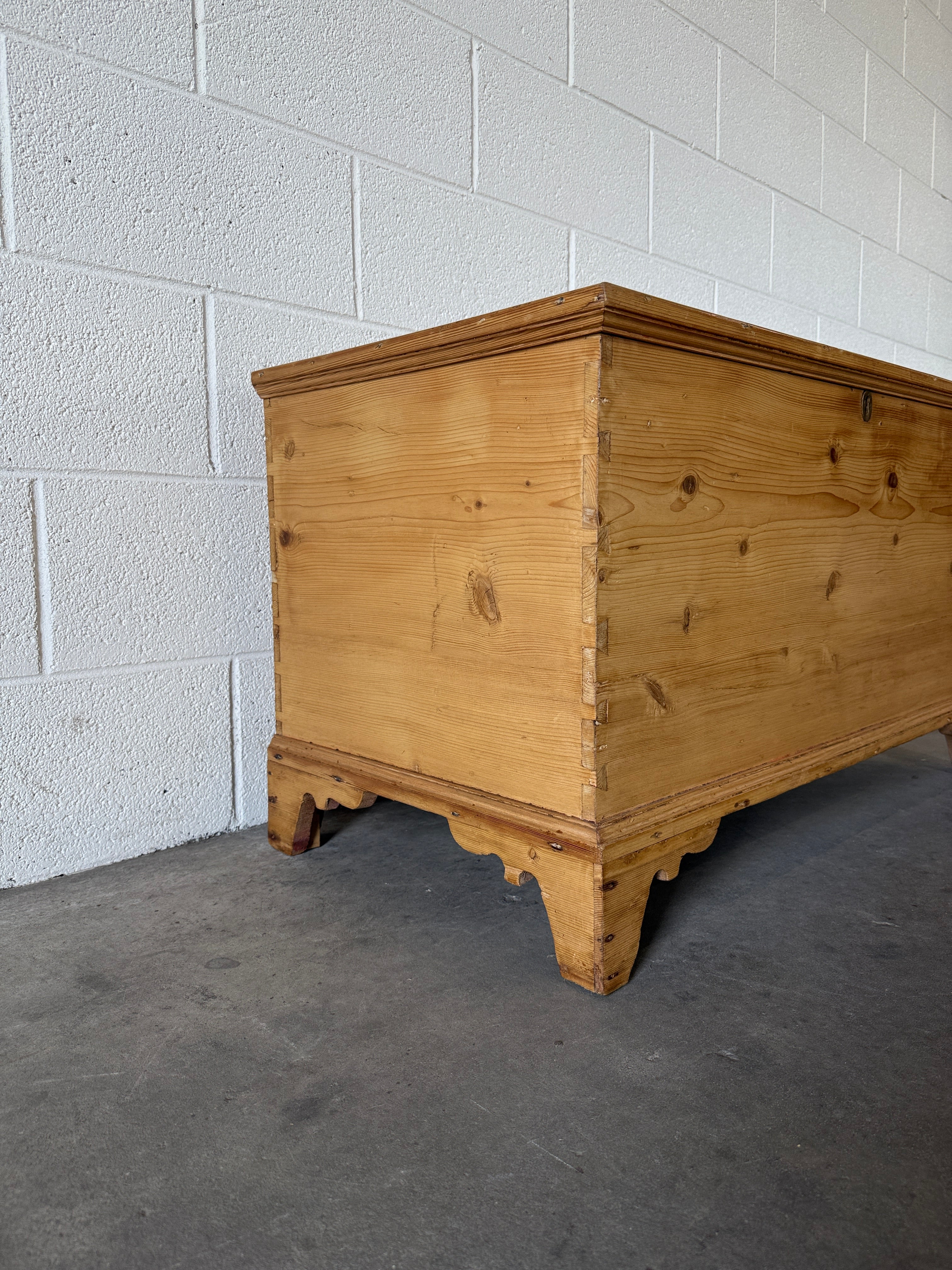 Antique Pine Blanket Box with Bracket Feet