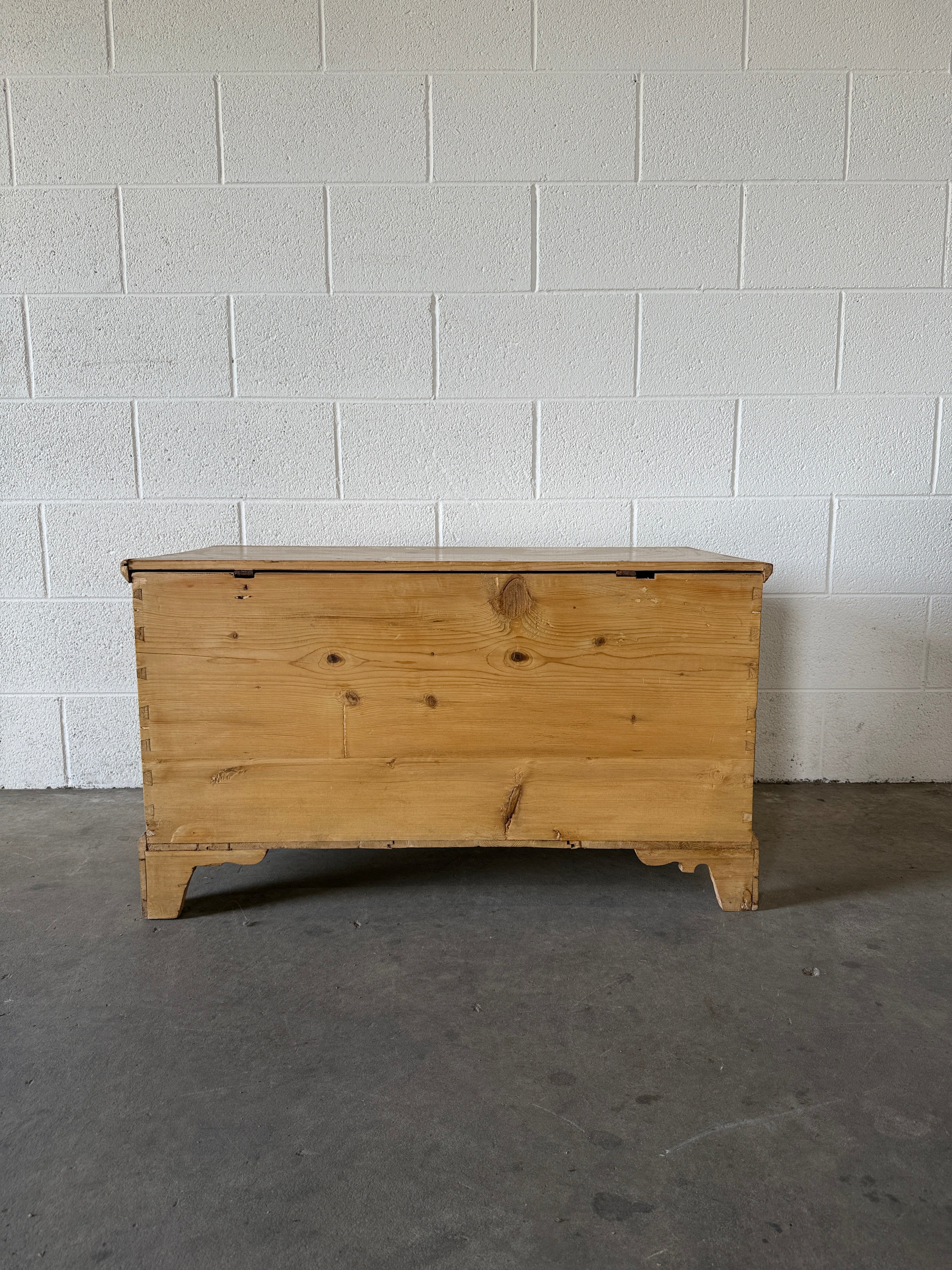 Antique Pine Blanket Box with Bracket Feet