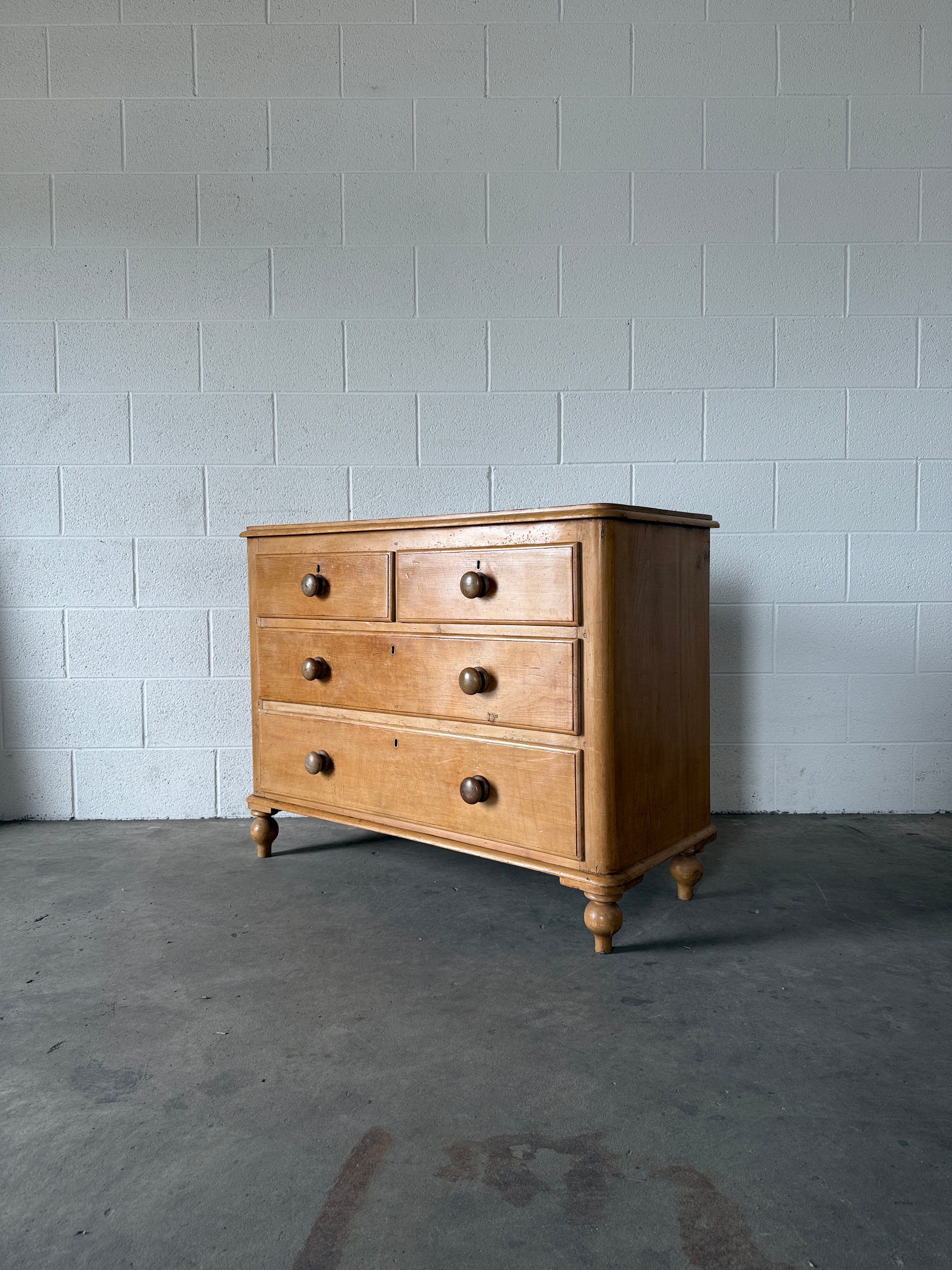 Darling Two over Two Antique Chest of Pine Drawers