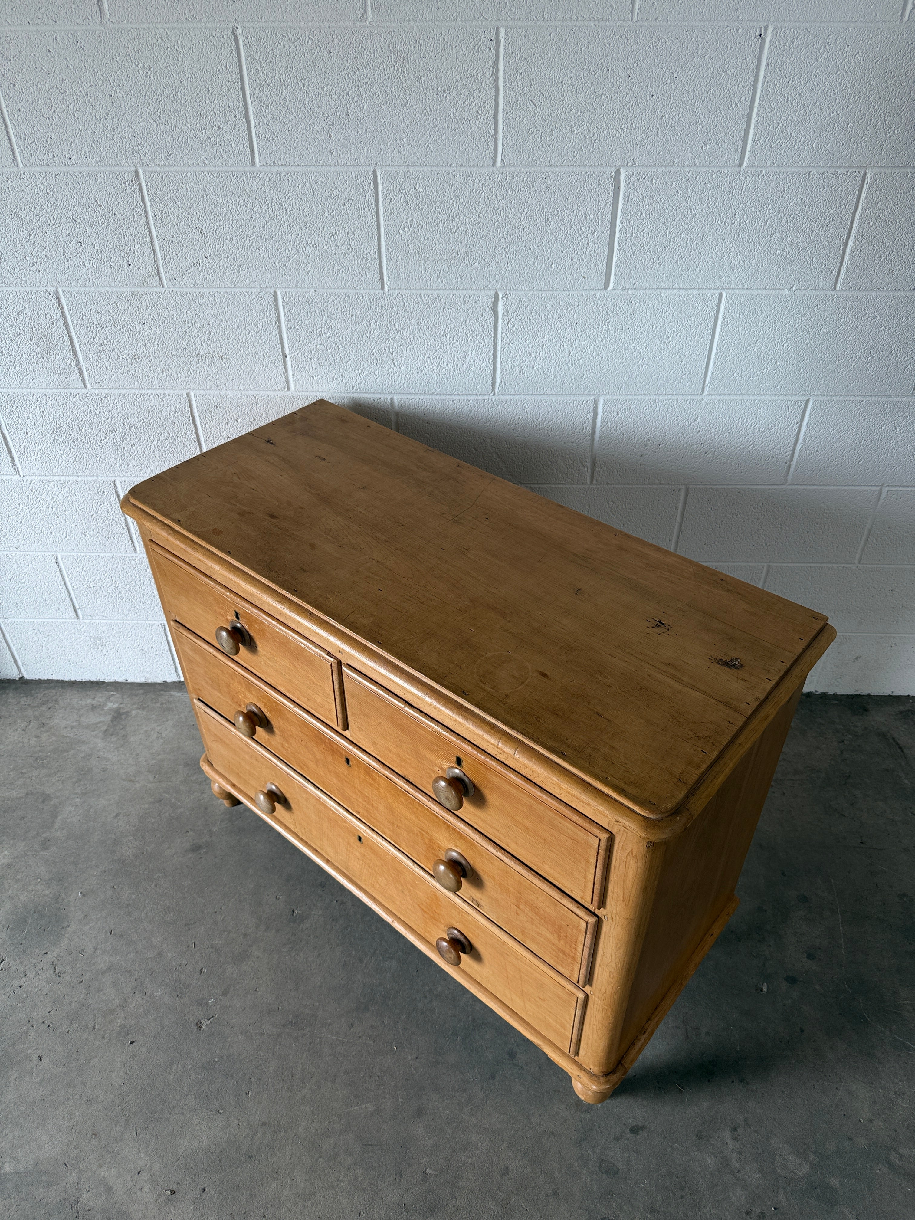 Darling Two over Two Antique Chest of Pine Drawers