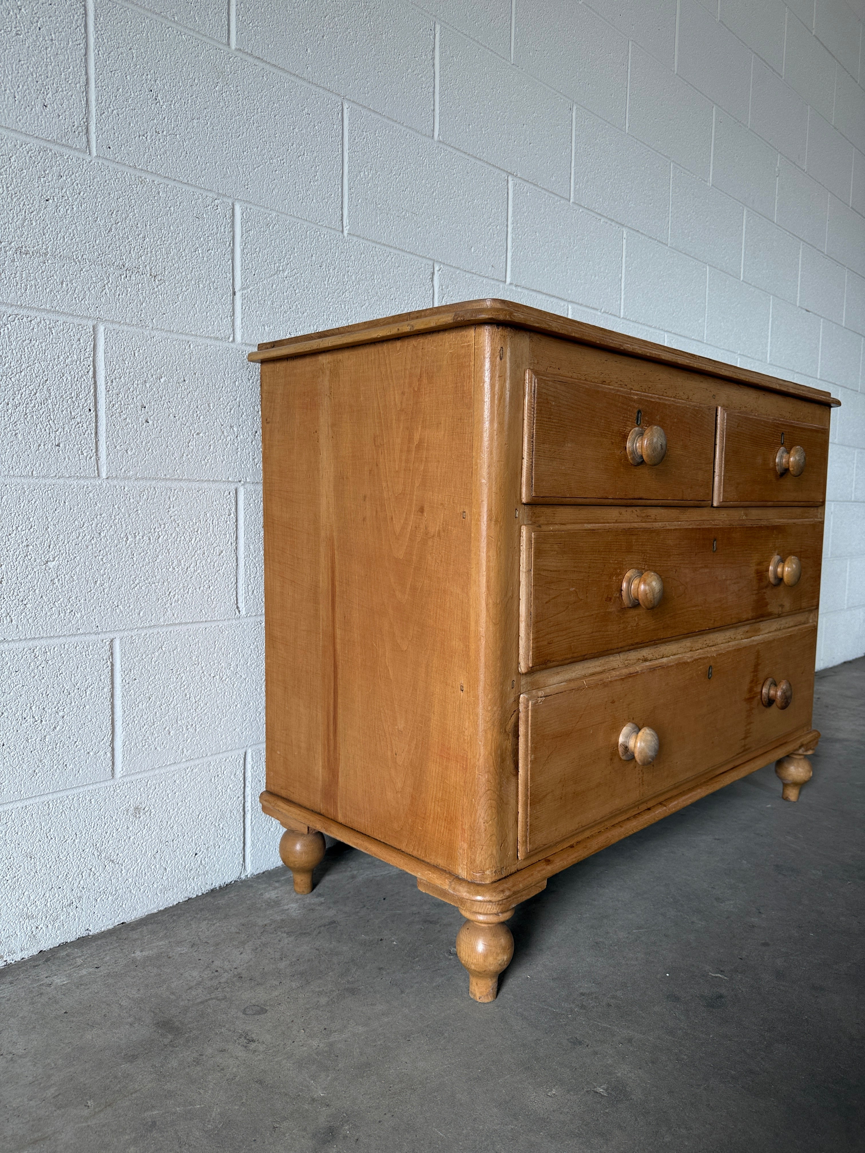 Darling Two over Two Antique Chest of Pine Drawers