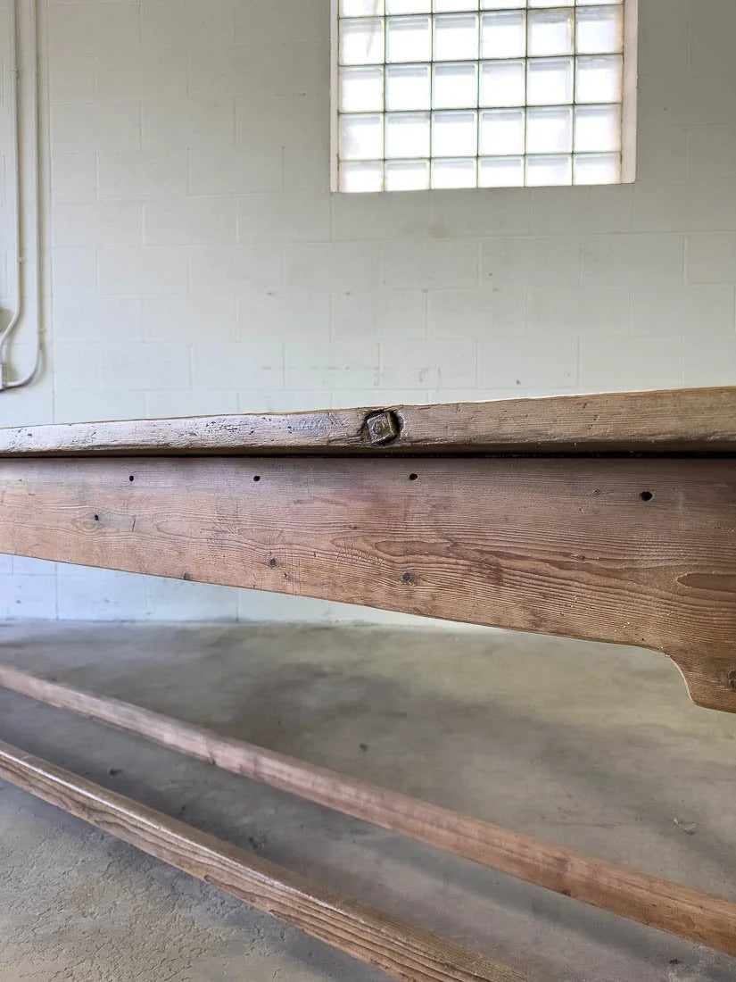 19th century English pine country house dining table 10'