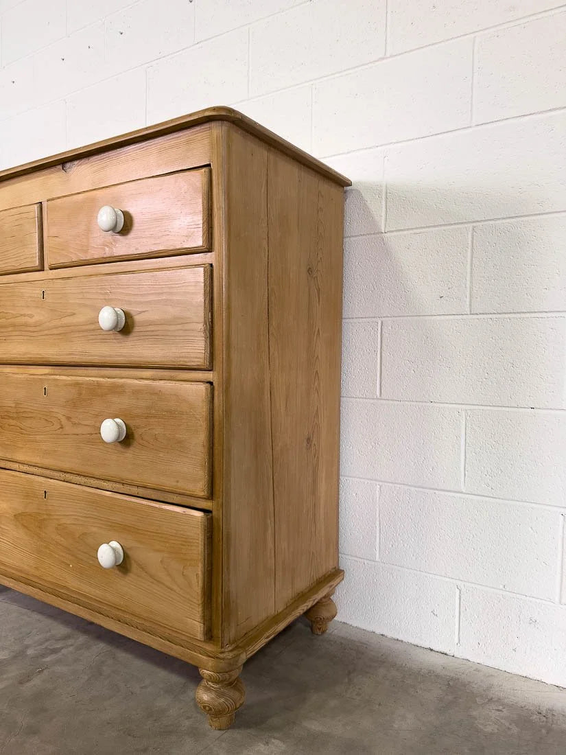 Substantial set of antique English pine drawers