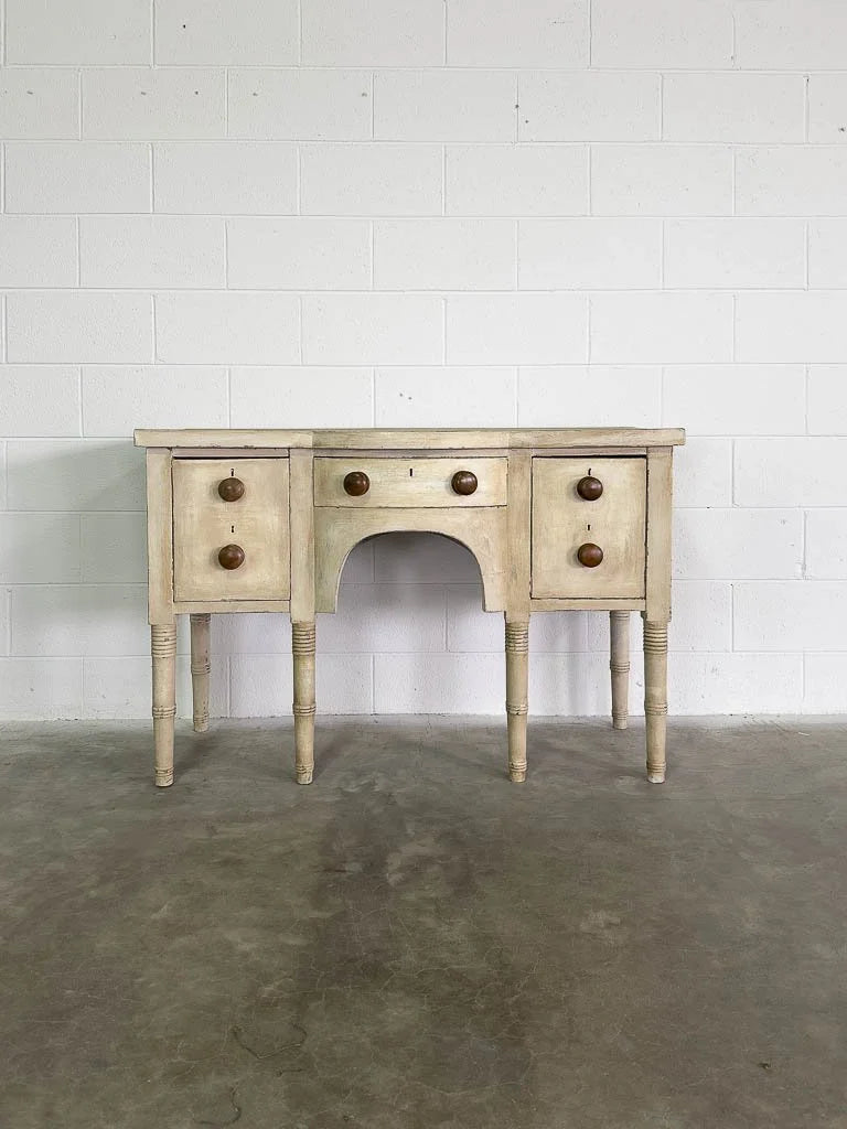 Antique European console table with wooden knobs