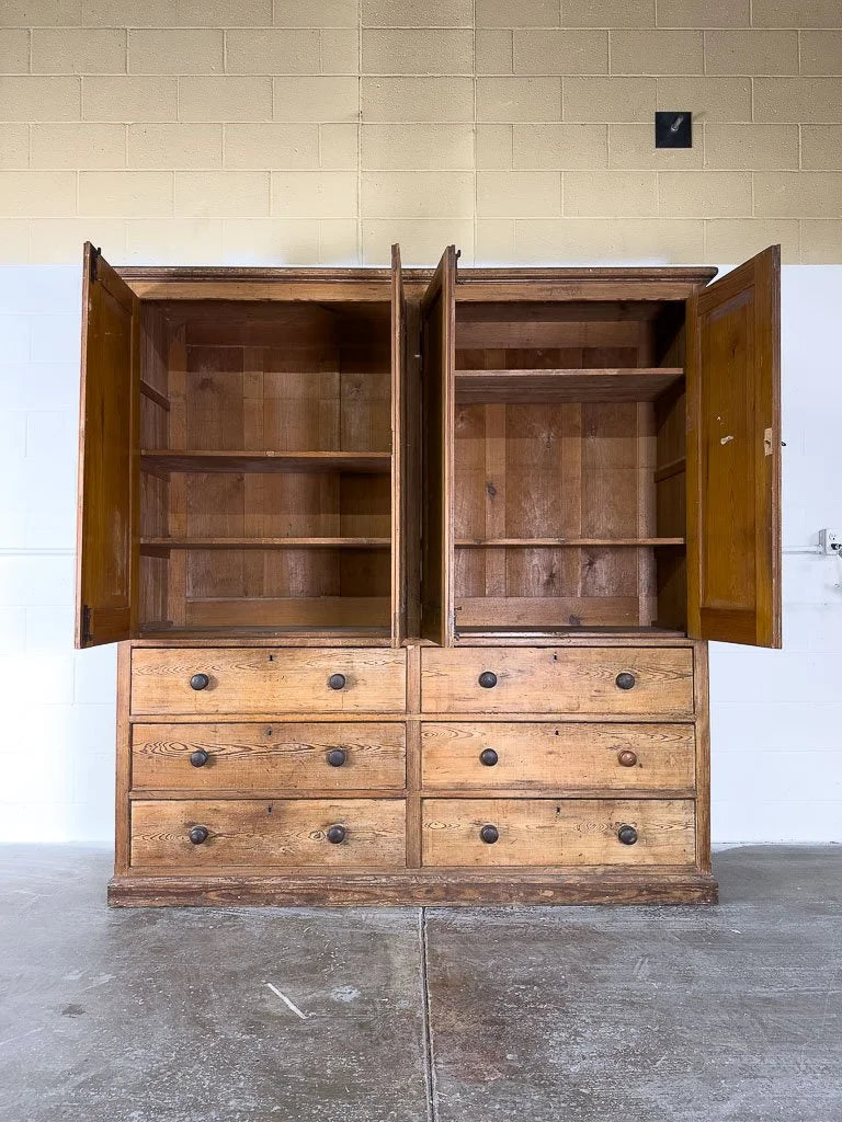 Rustic English pine housekeeper’s cupboard