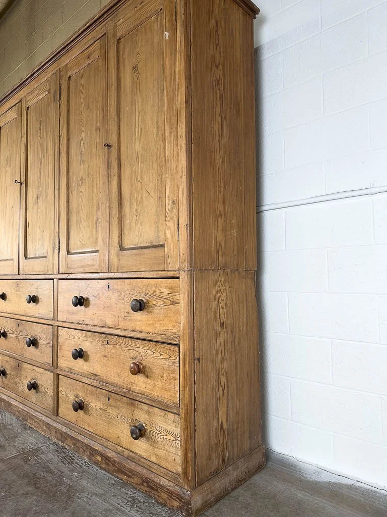 Rustic English pine housekeeper’s cupboard