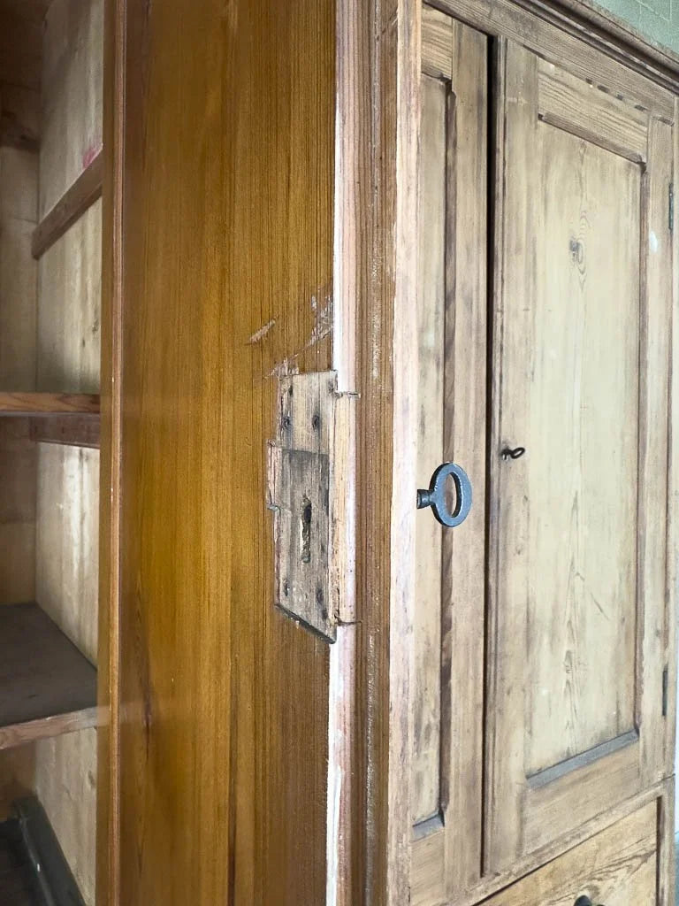 Rustic English pine housekeeper’s cupboard