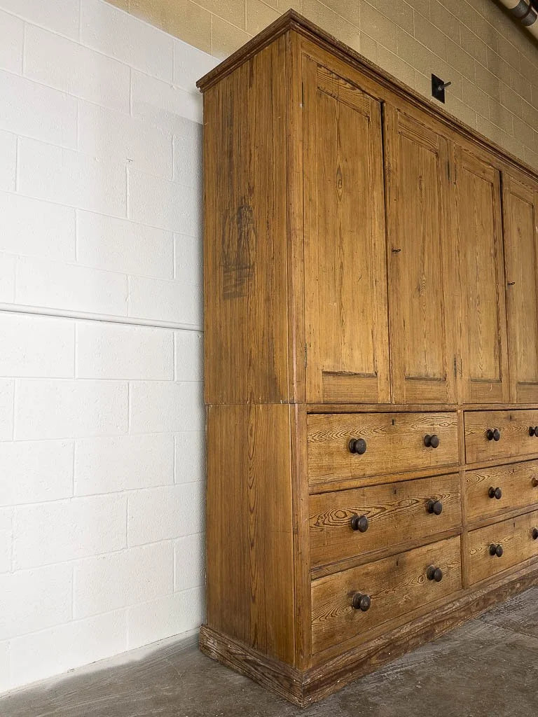 Rustic English pine housekeeper’s cupboard