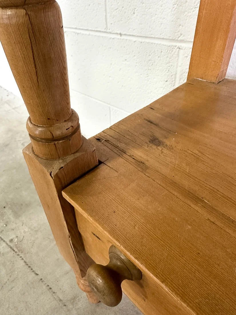 Petite English pine washstand with a drawer