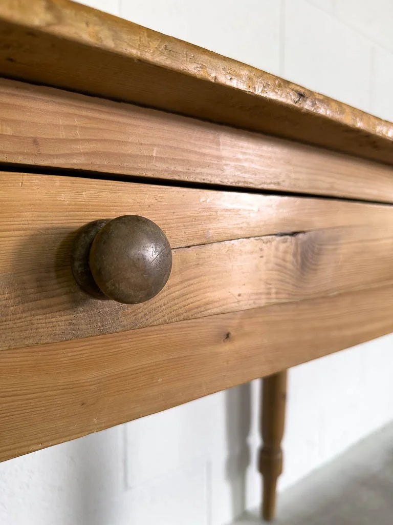 Small English pine table with drawer