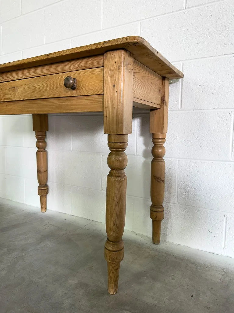 Small English pine table with drawer