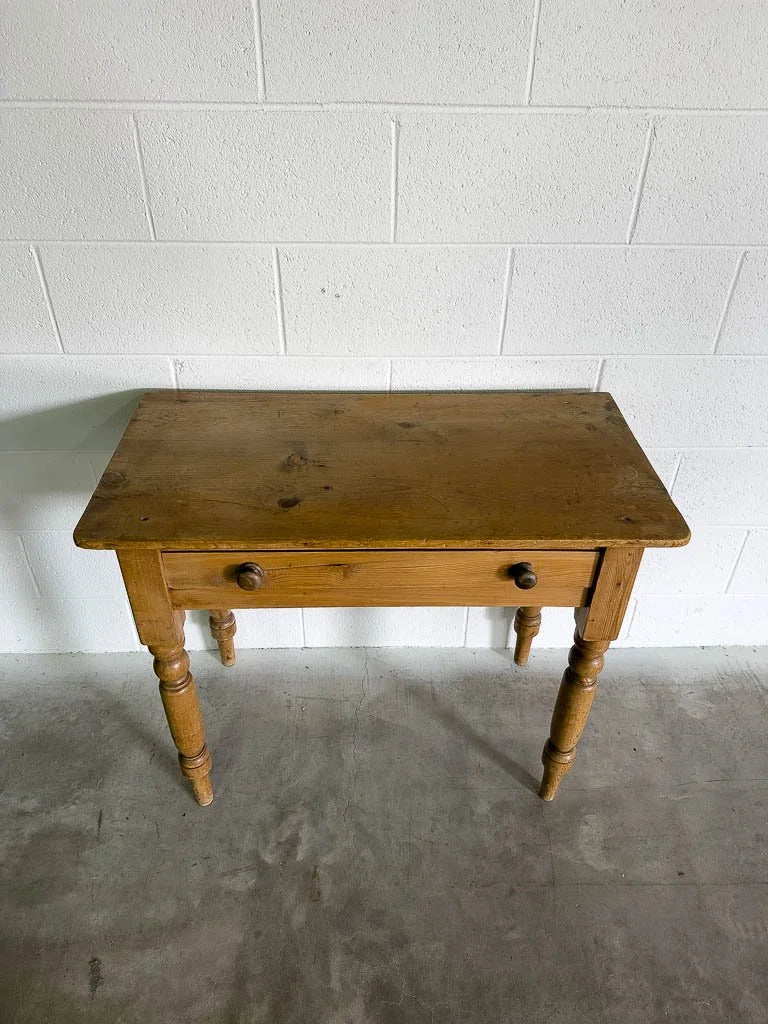 Small English pine table with drawer