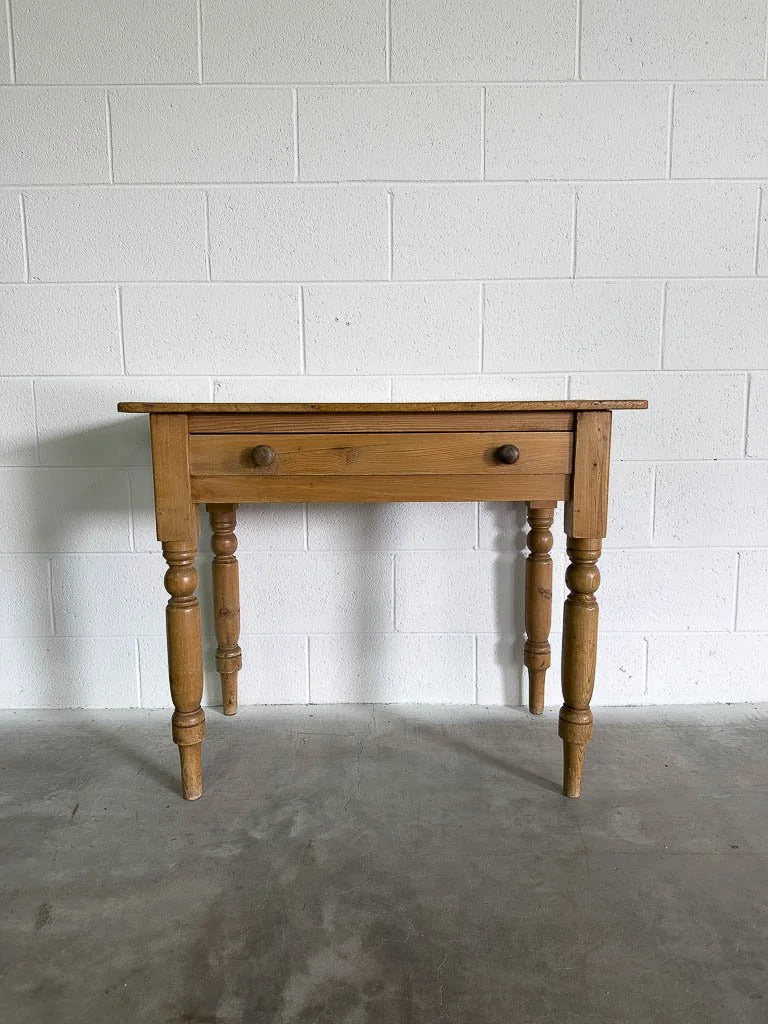Small English pine table with drawer