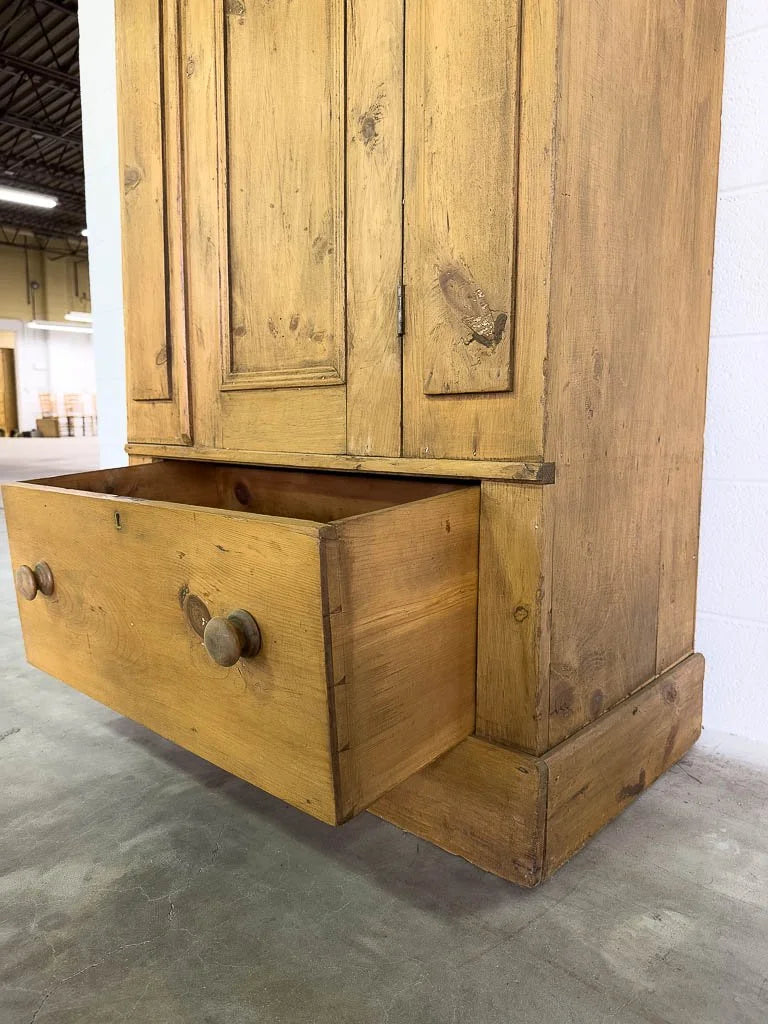 Antique English pine wardrobe