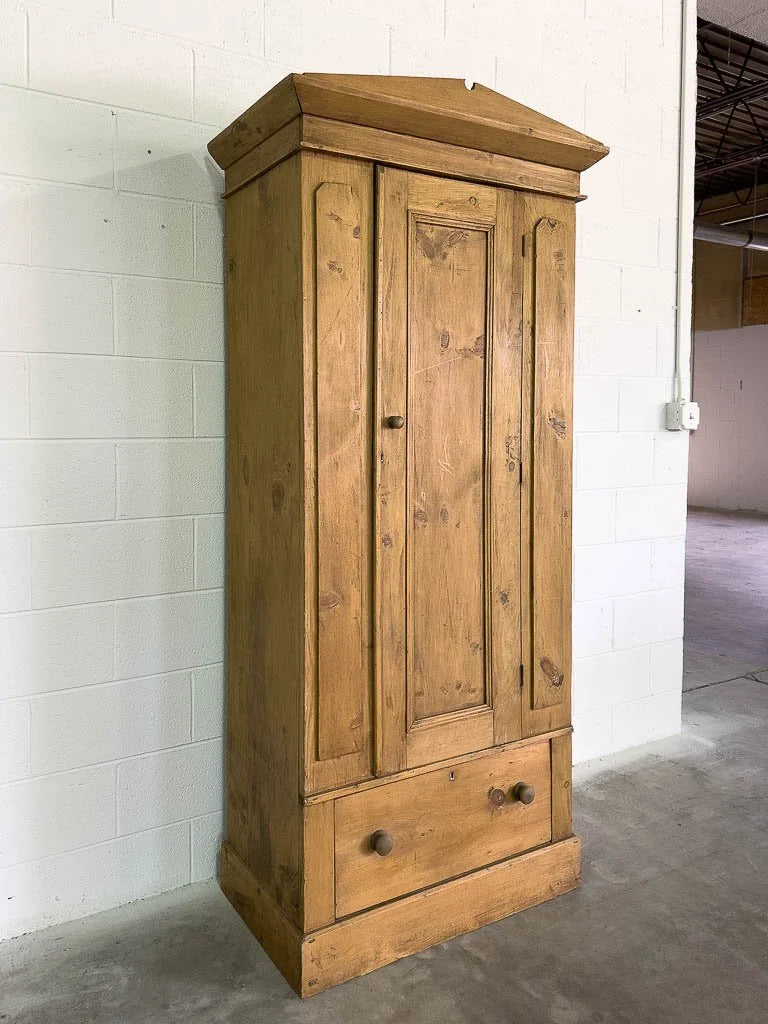 Antique English pine wardrobe