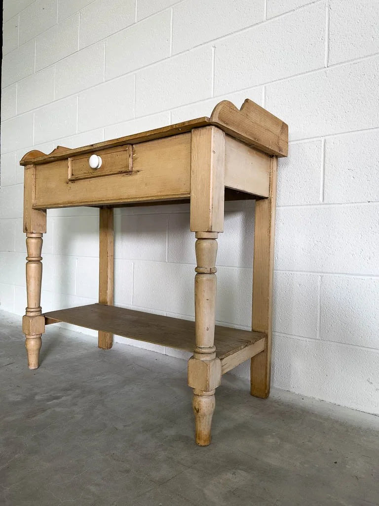 Antique English pine washstand with drawer