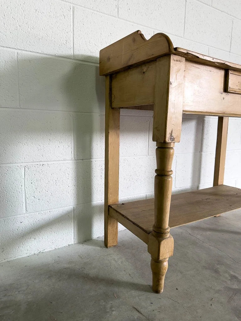 Antique English pine washstand with drawer