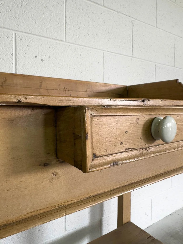 Antique English pine washstand with drawer