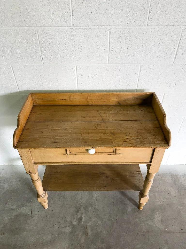 Antique English pine washstand with drawer