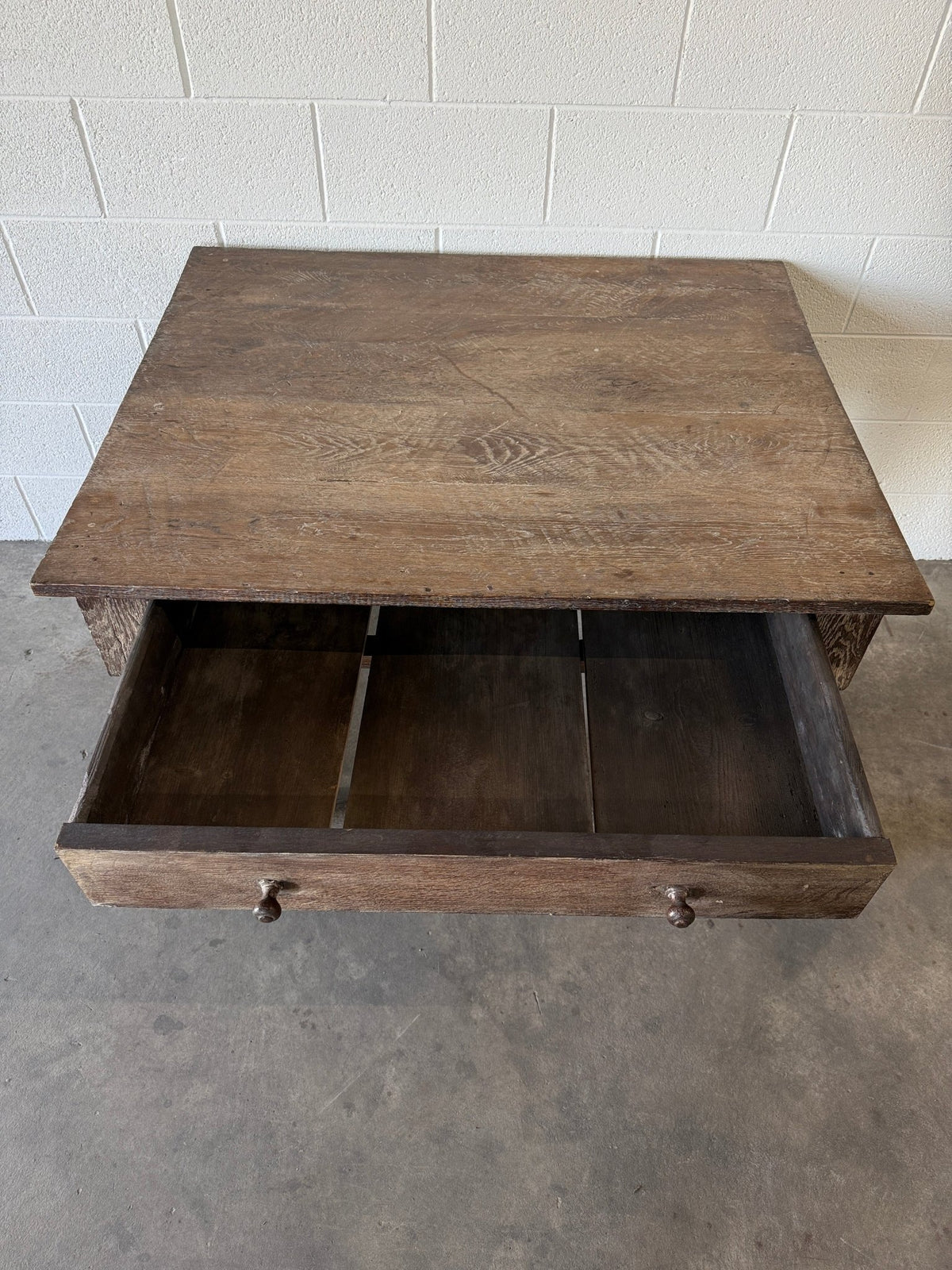 Antique Belgian or Flemish limed oak table - House on Horizon