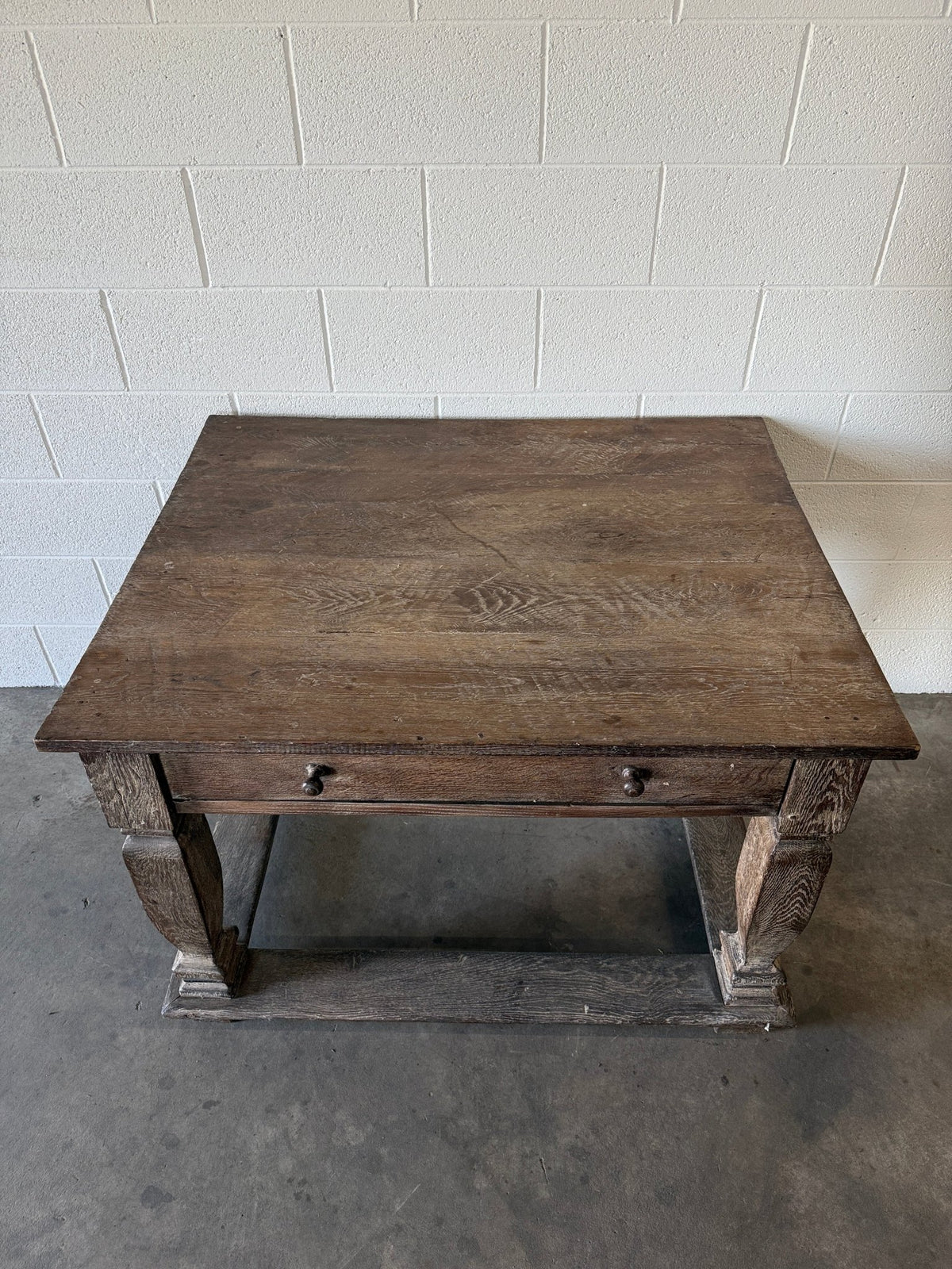 Antique Belgian or Flemish limed oak table - House on Horizon