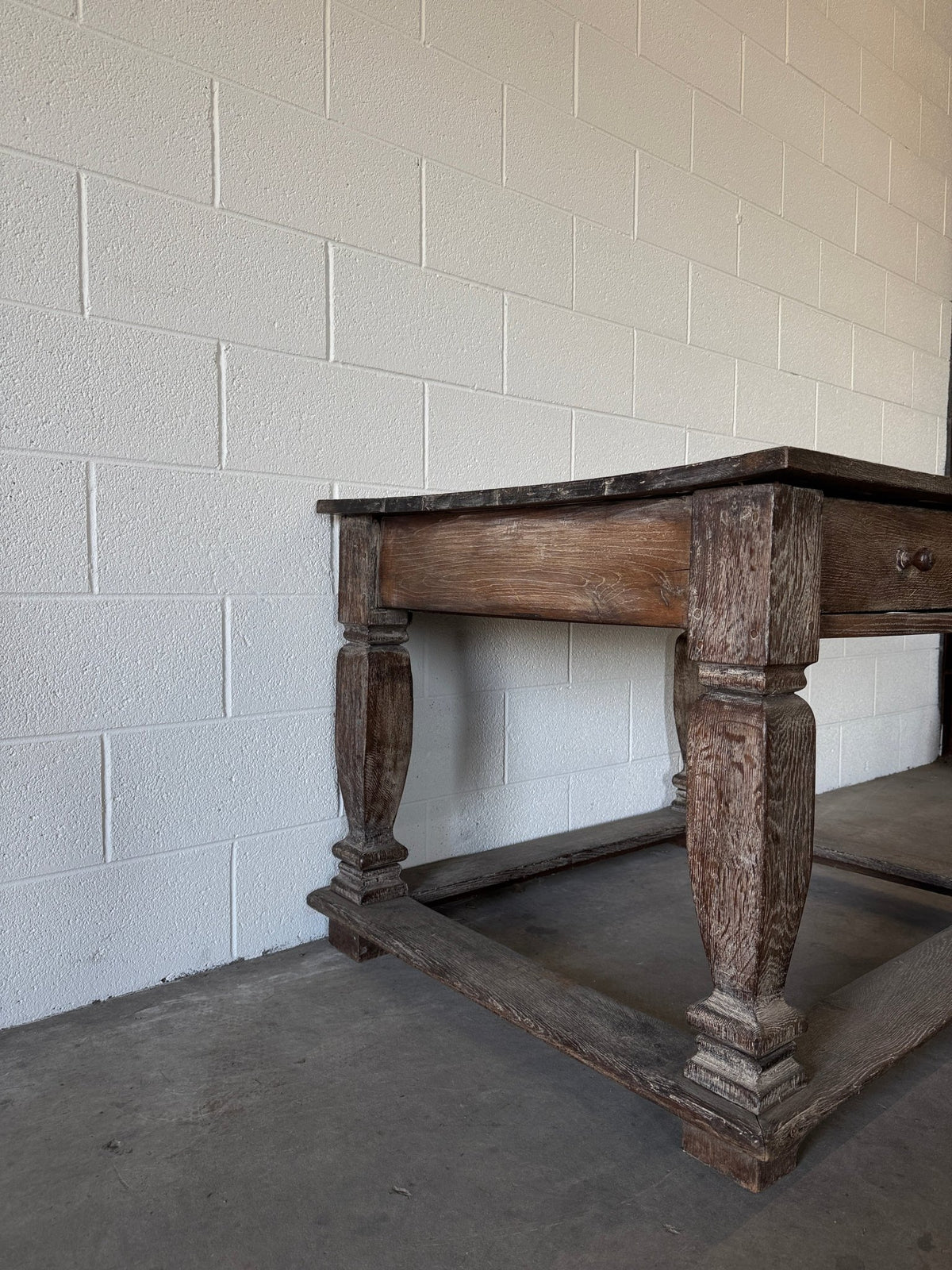 Antique Belgian or Flemish limed oak table - House on Horizon