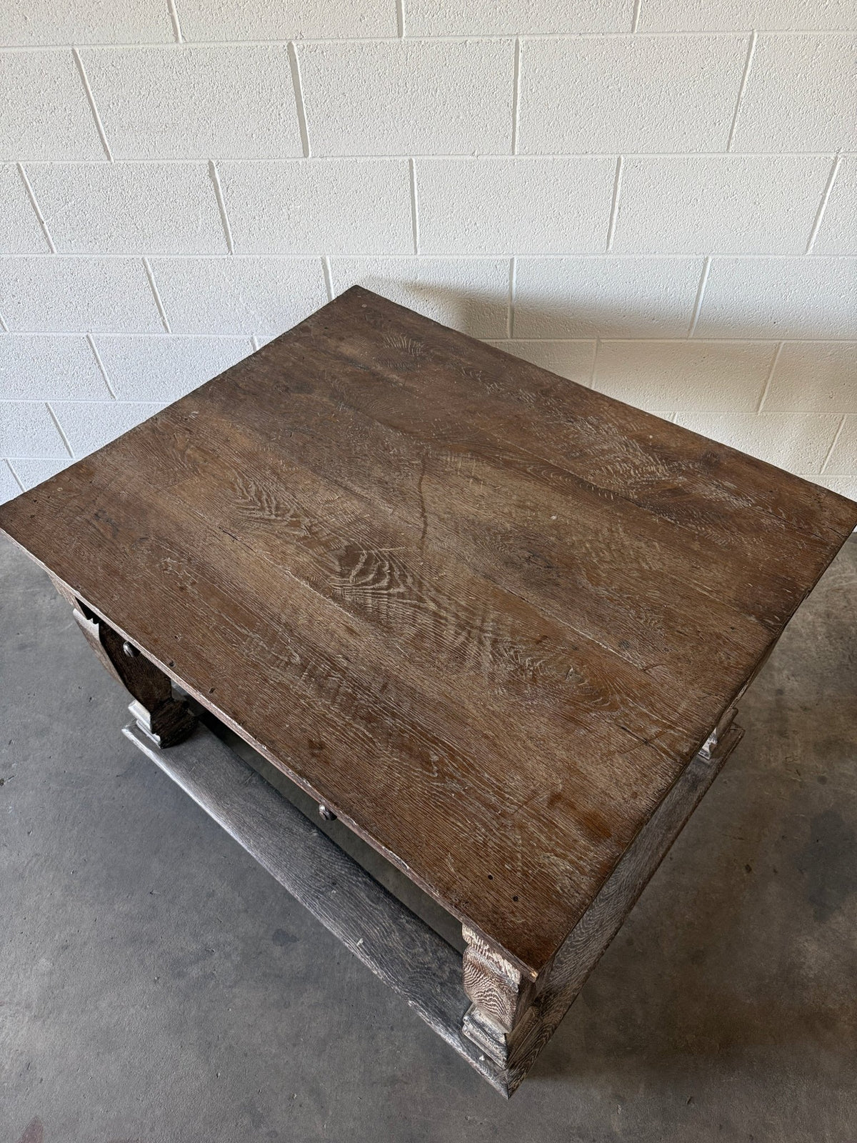 Antique Belgian or Flemish limed oak table - House on Horizon