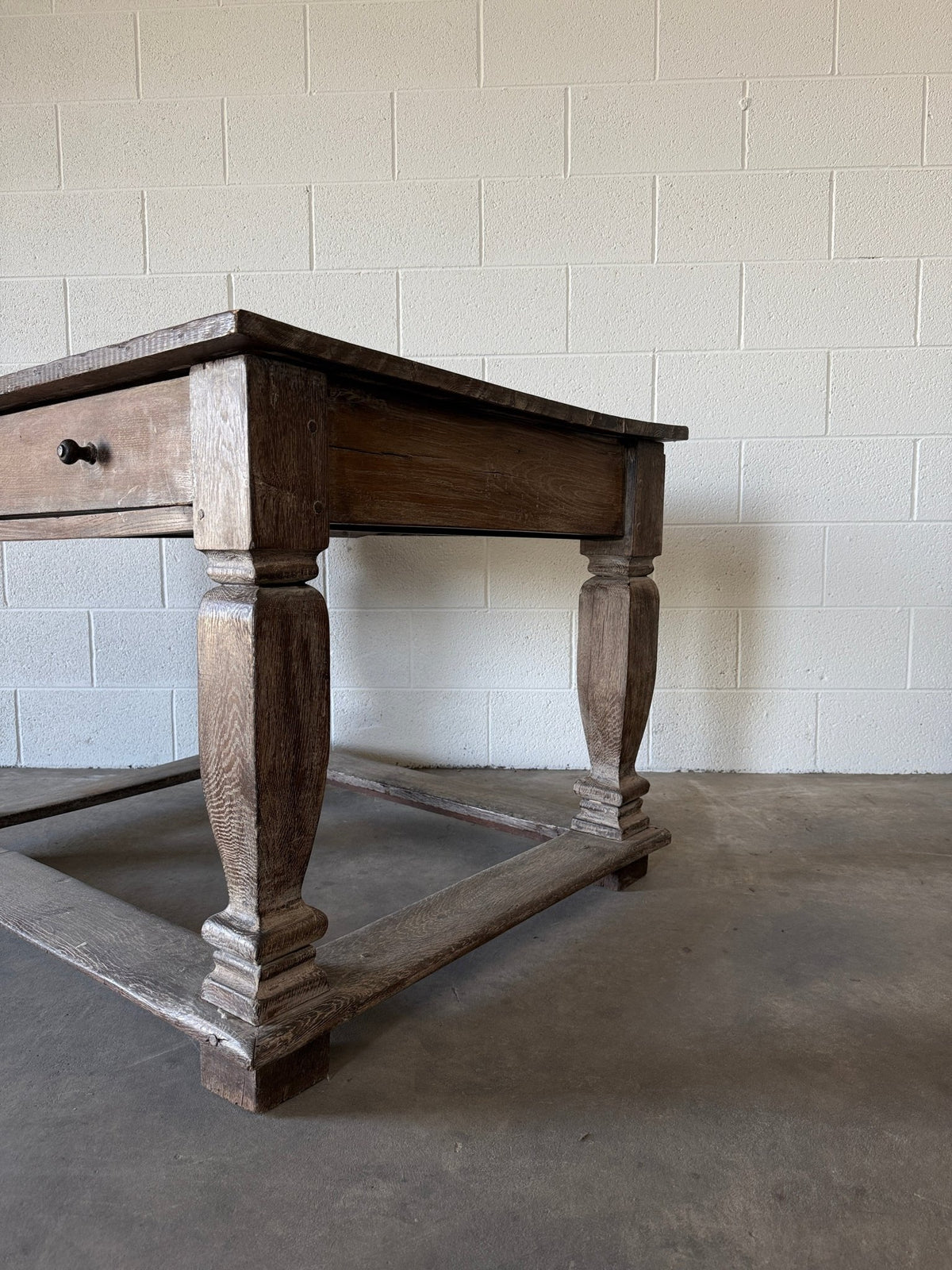 Antique Belgian or Flemish limed oak table - House on Horizon