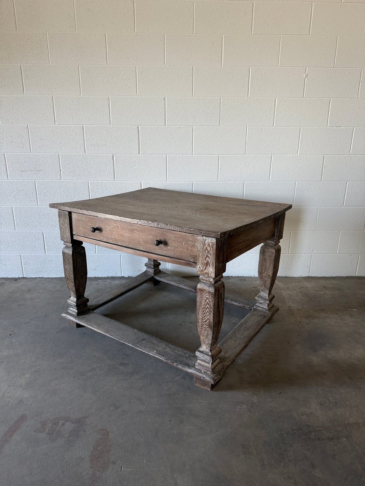 Antique Belgian or Flemish limed oak table - House on Horizon