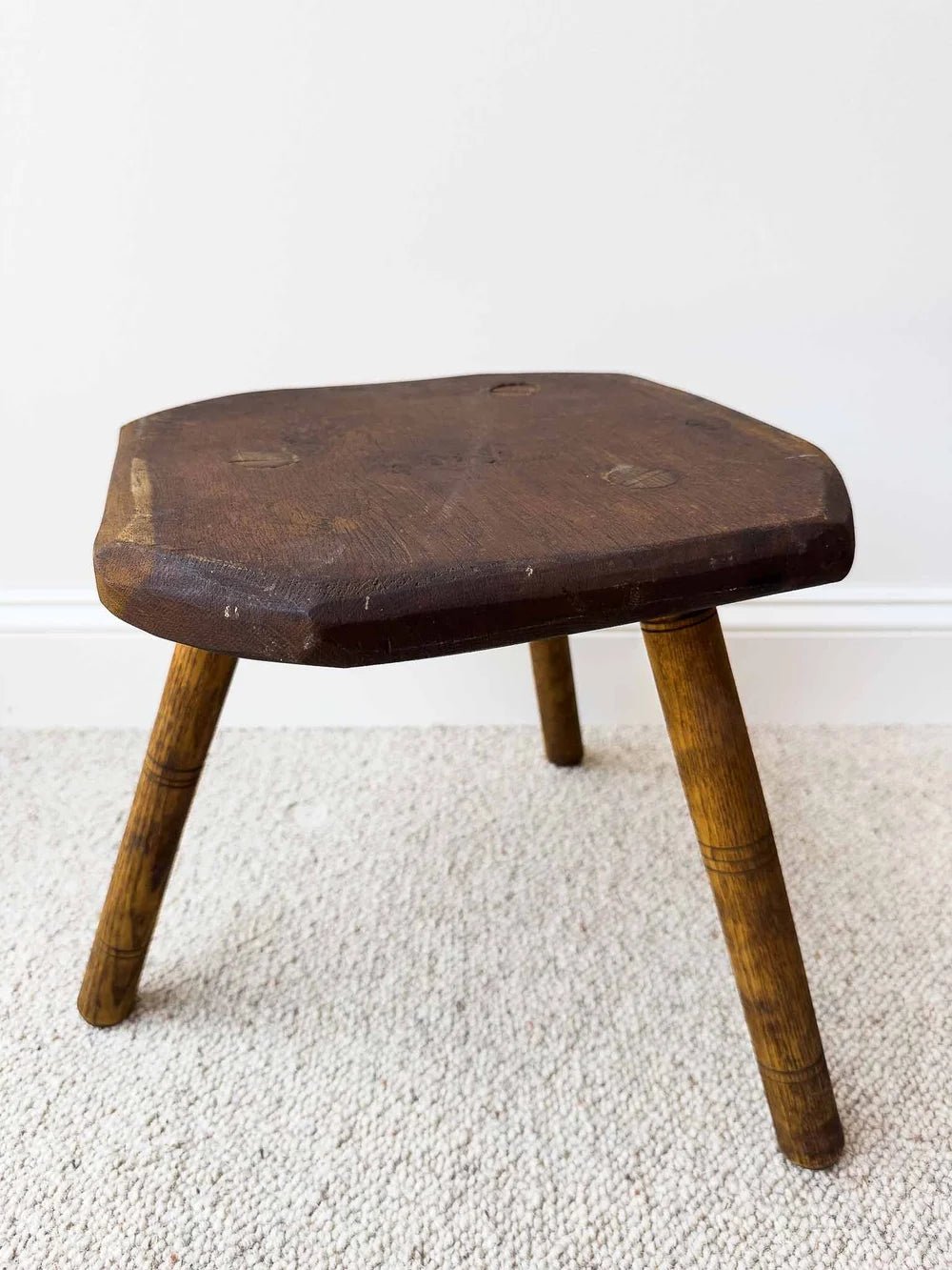 Antique elm milking stool - House on Horizon