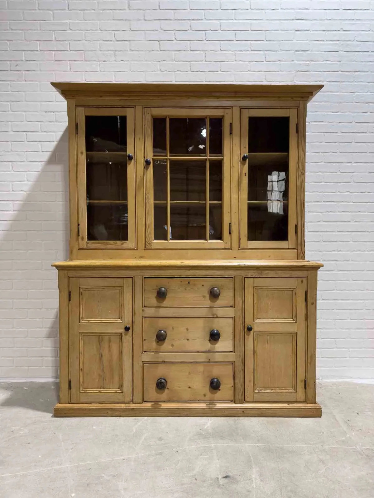 Antique English cupboard with glass doors - House on Horizon