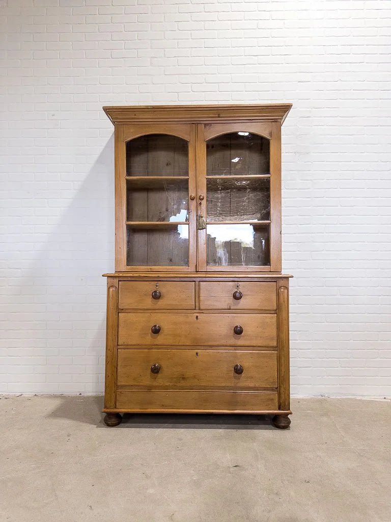 Antique English hutch with glass doors - House on Horizon