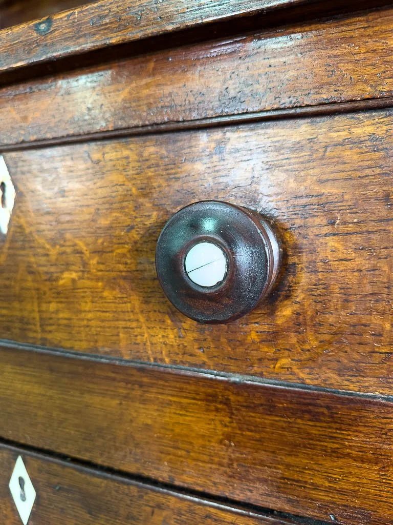 Antique English oak kitchen dresser with scalloped detail - House on Horizon