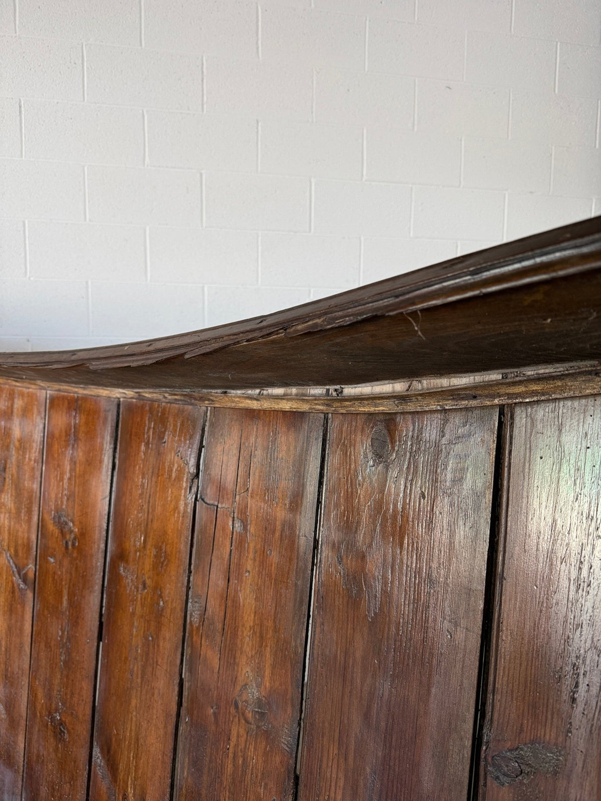 Antique English pine barrel back settle - House on Horizon