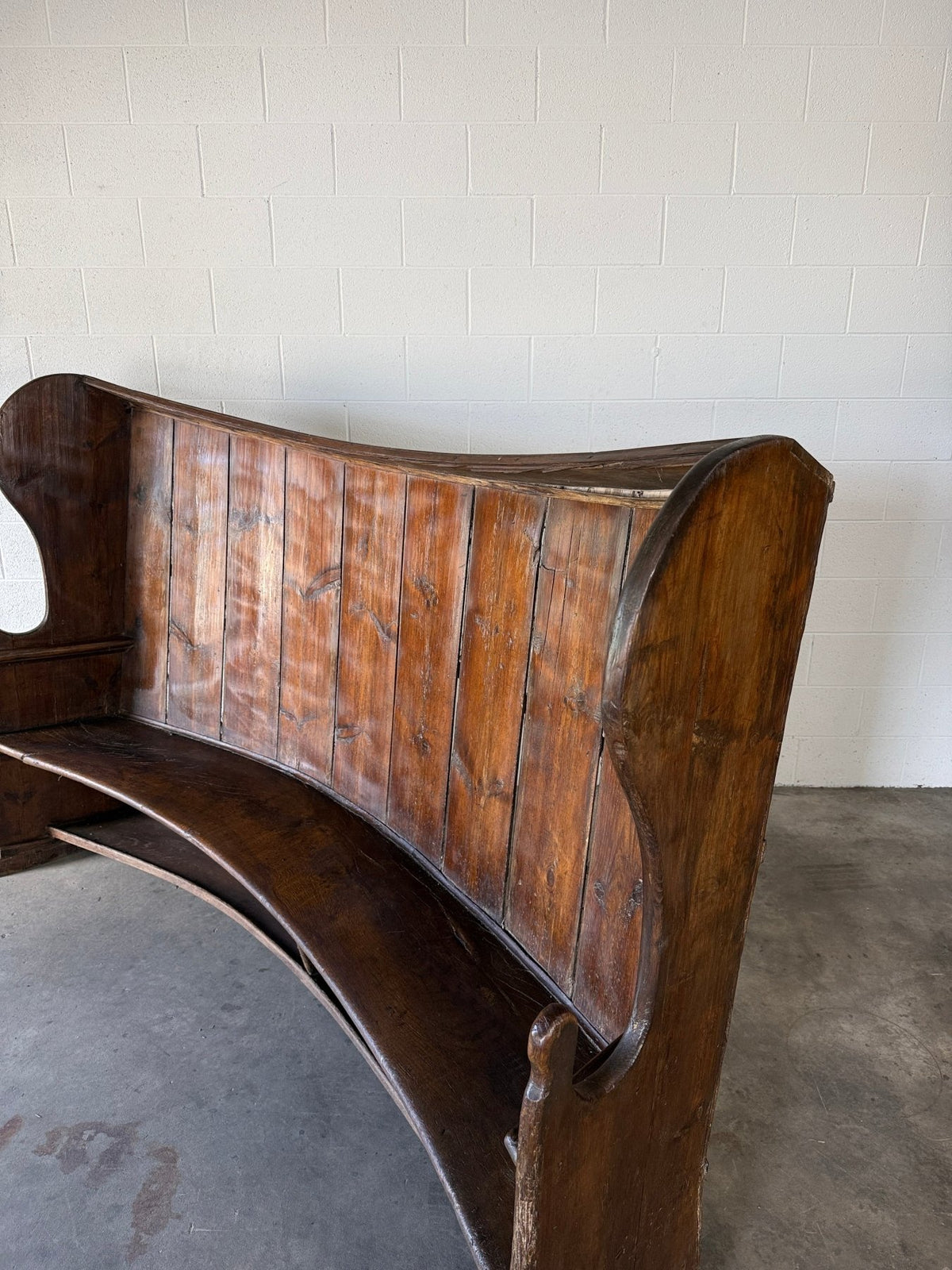 Antique English pine barrel back settle - House on Horizon