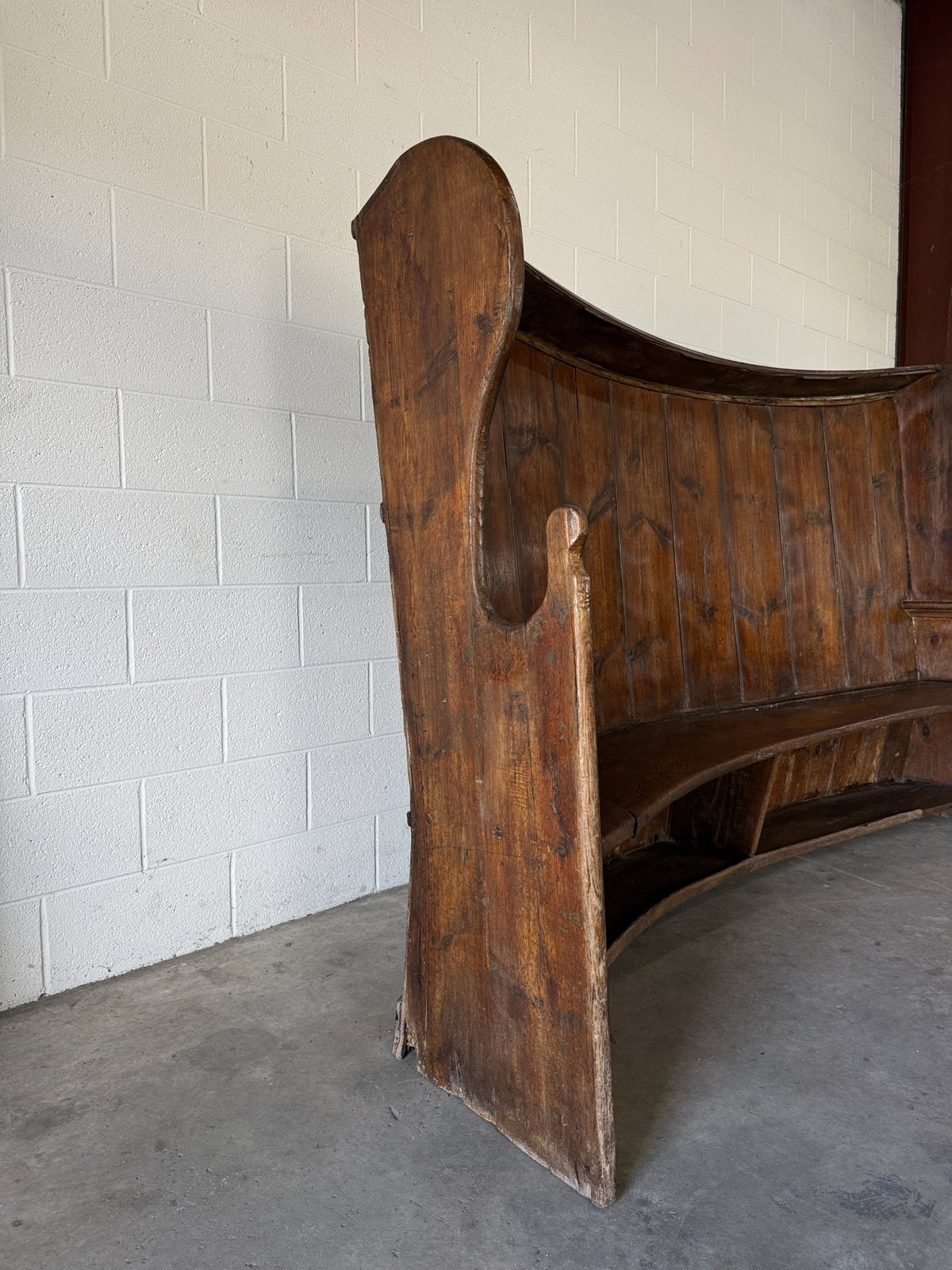 Antique English pine barrel back settle - House on Horizon