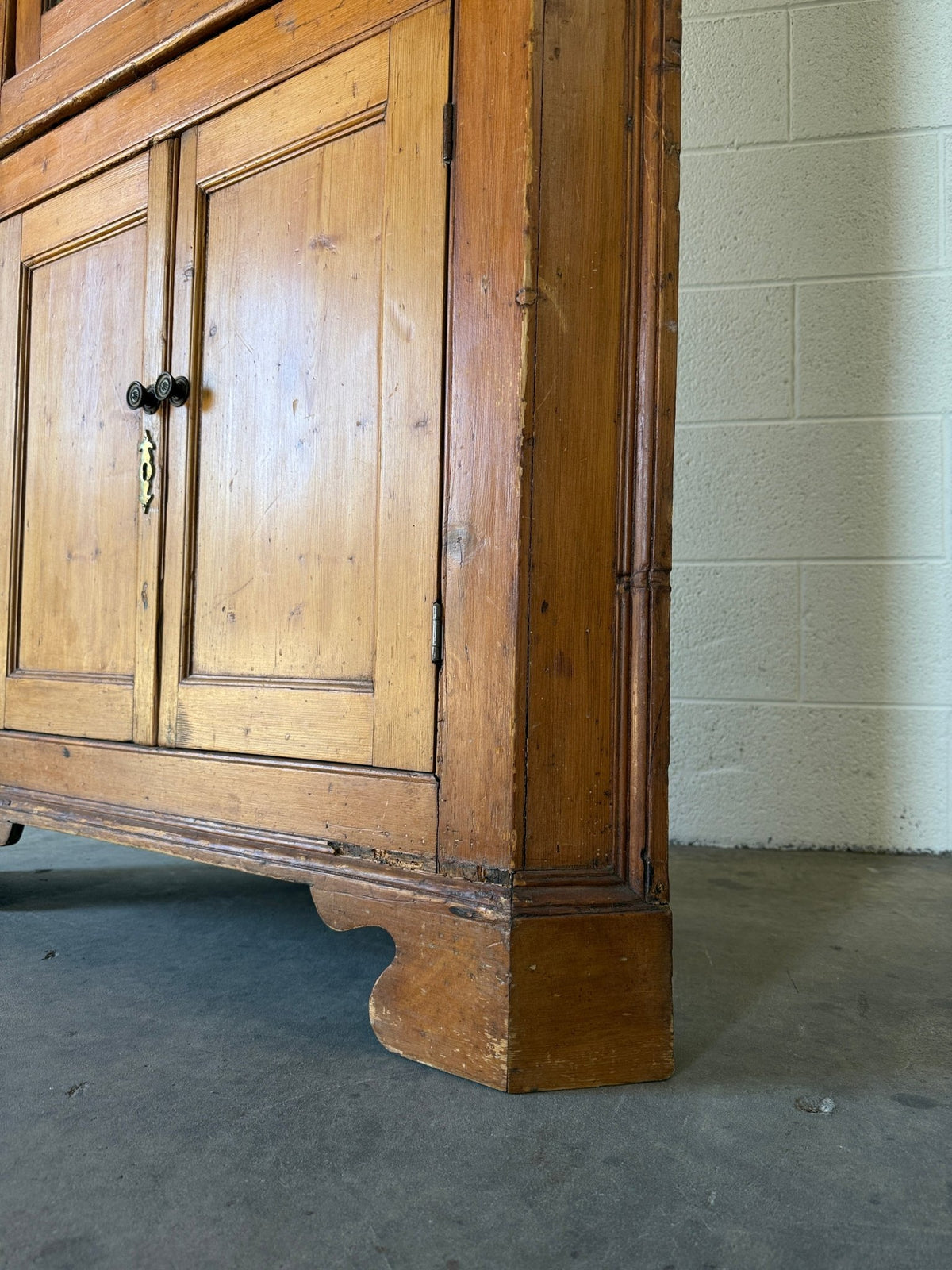 Antique English pine corner cabinet with glazed astragal door - House on Horizon