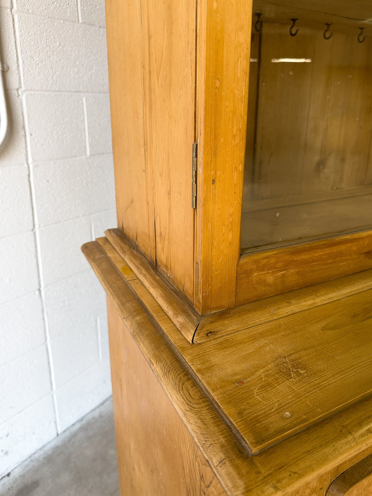 Antique English pine cupboard with wavy glass - House on Horizon