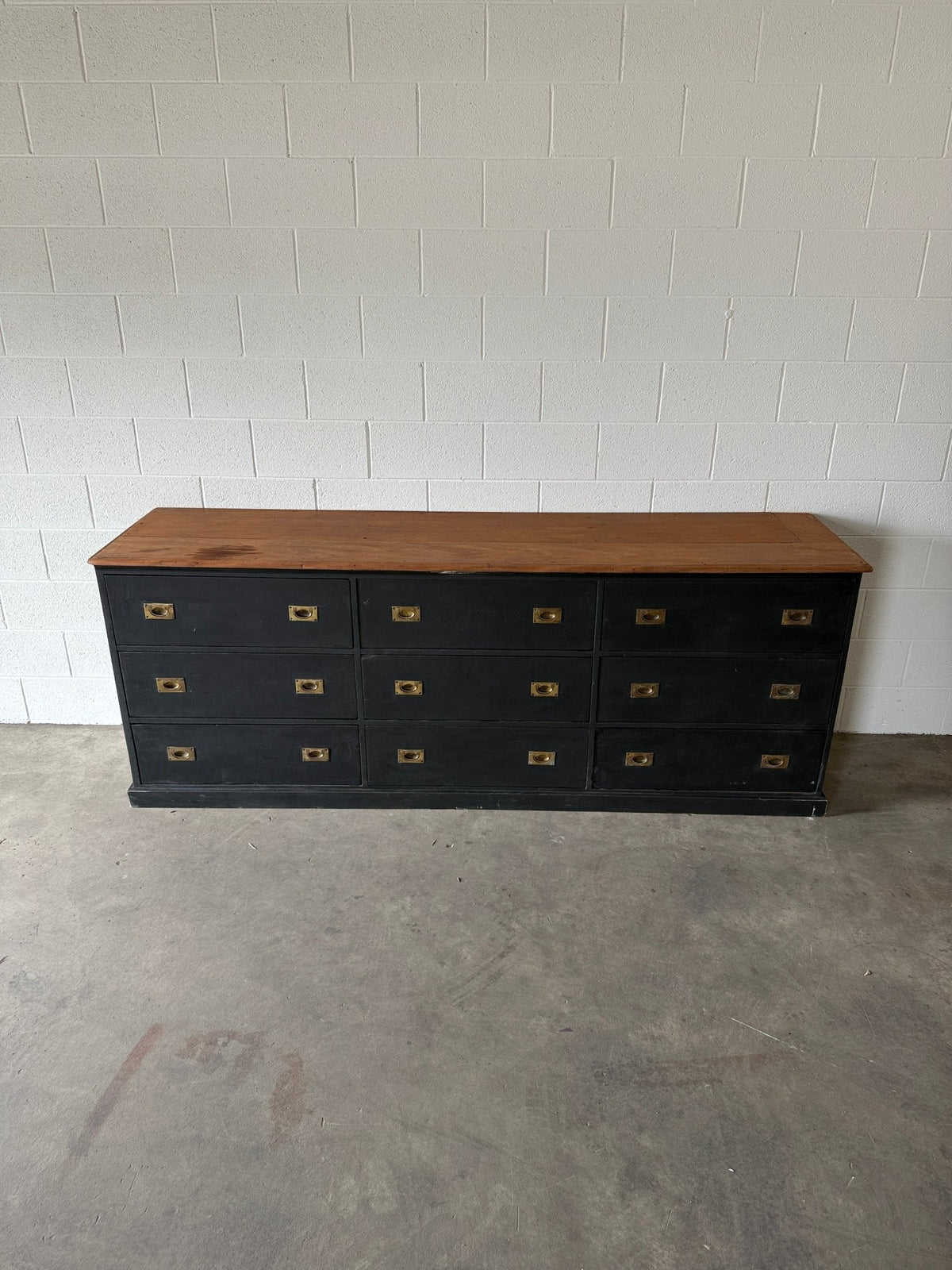 Antique English pine drawers with campaign handles - House on Horizon